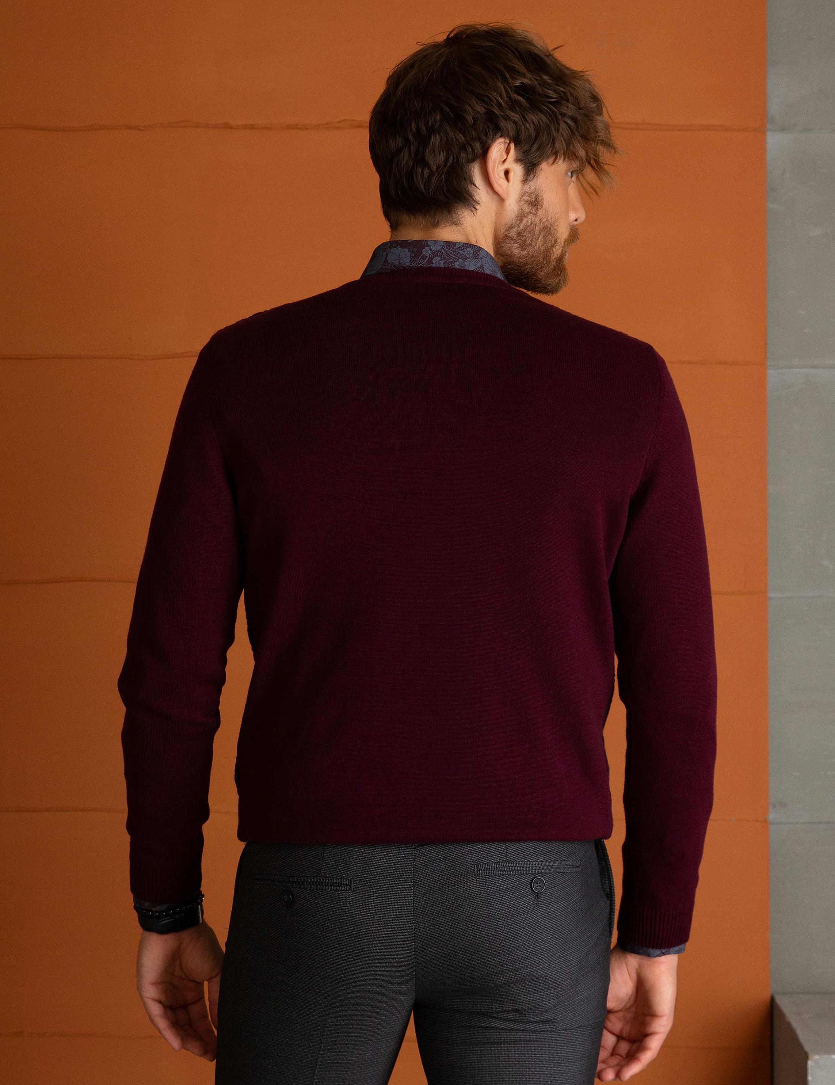 Bordo Slim Fit Kazak