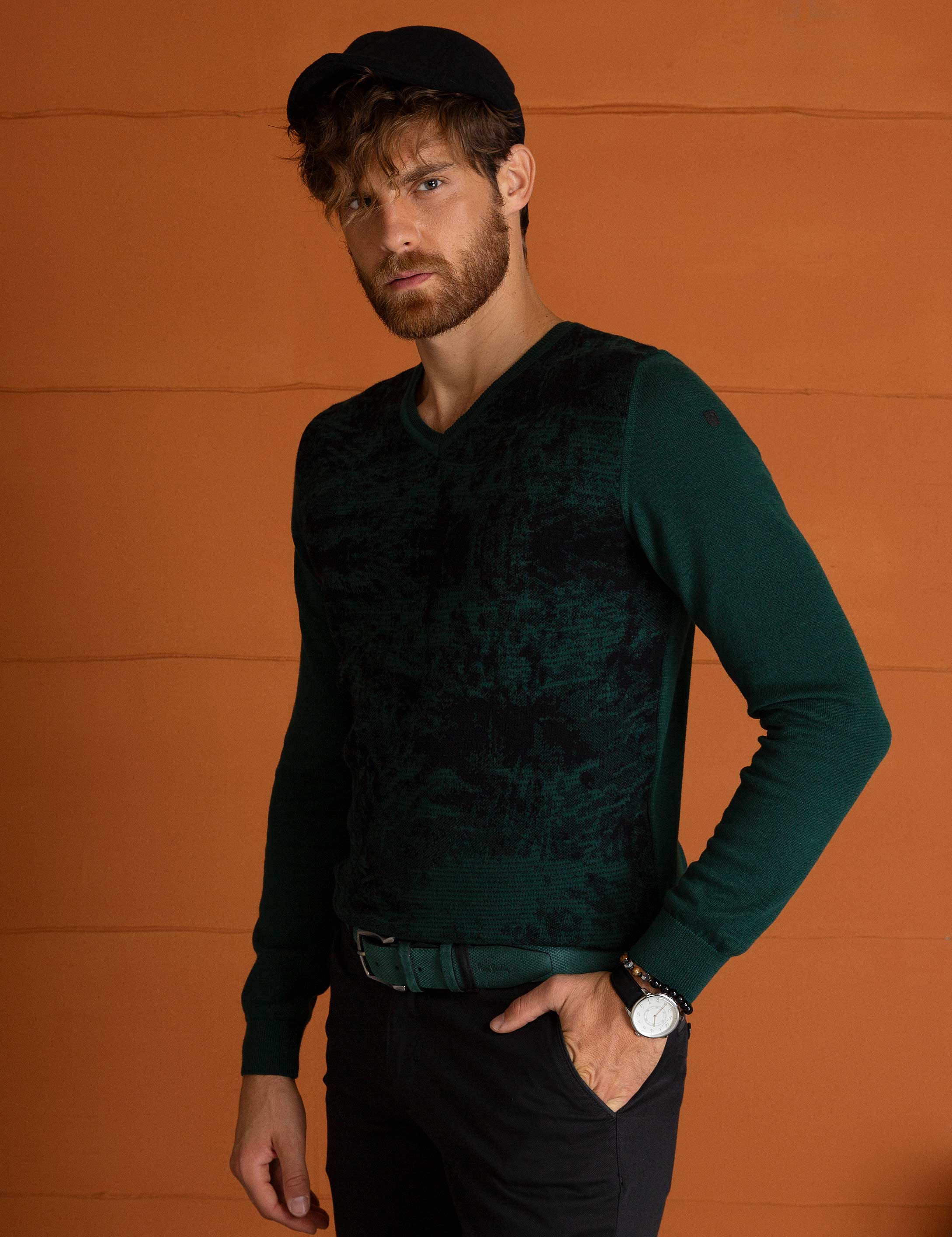 Yeşil Slim Fit Kazak - 50193409034