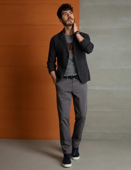 Antrasit Melanj Slim Fit Triko Hırka - 50193421043