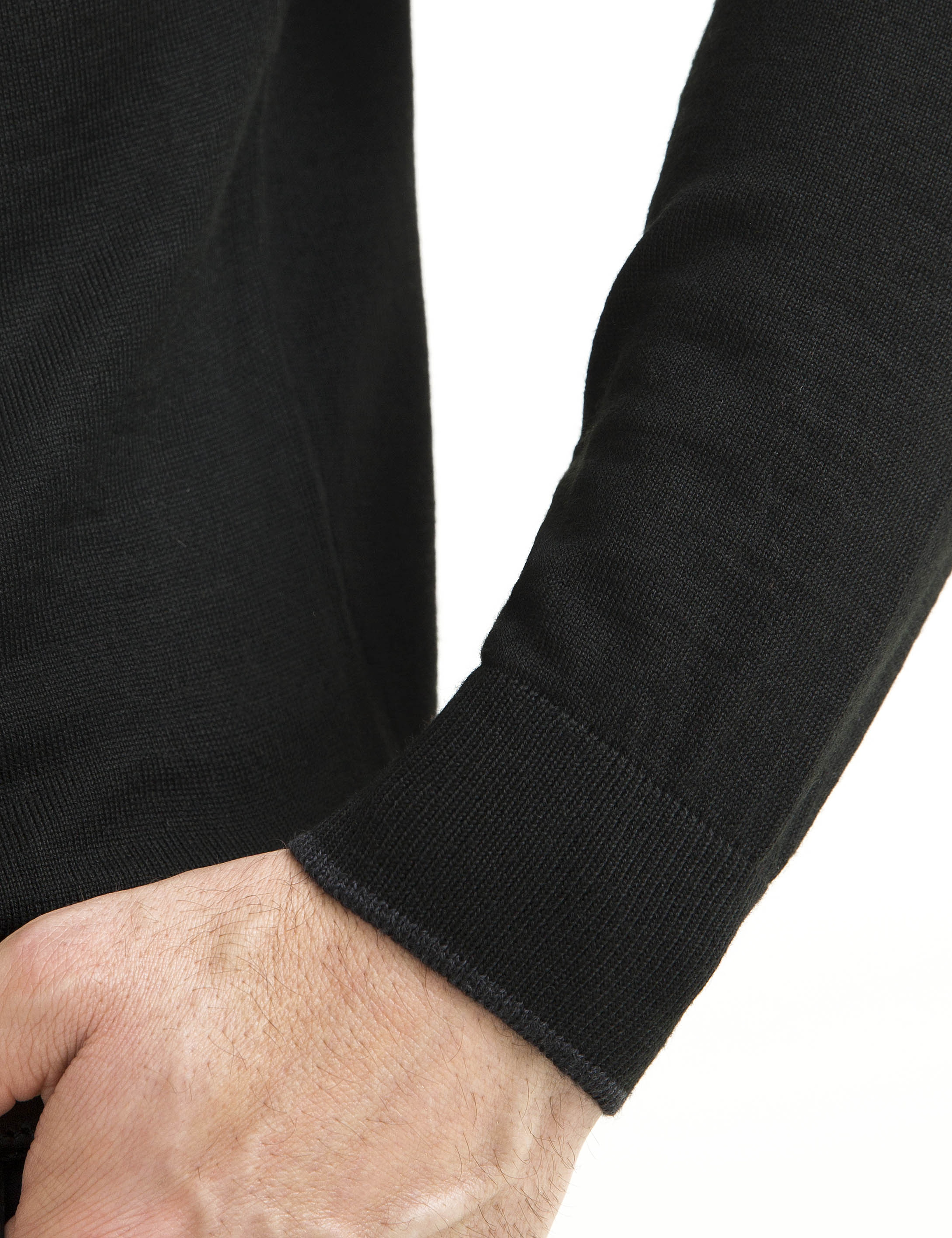 Siyah Slim Fit Bisiklet Yaka Yün Karışımlı Basic Triko Kazak - Image 4