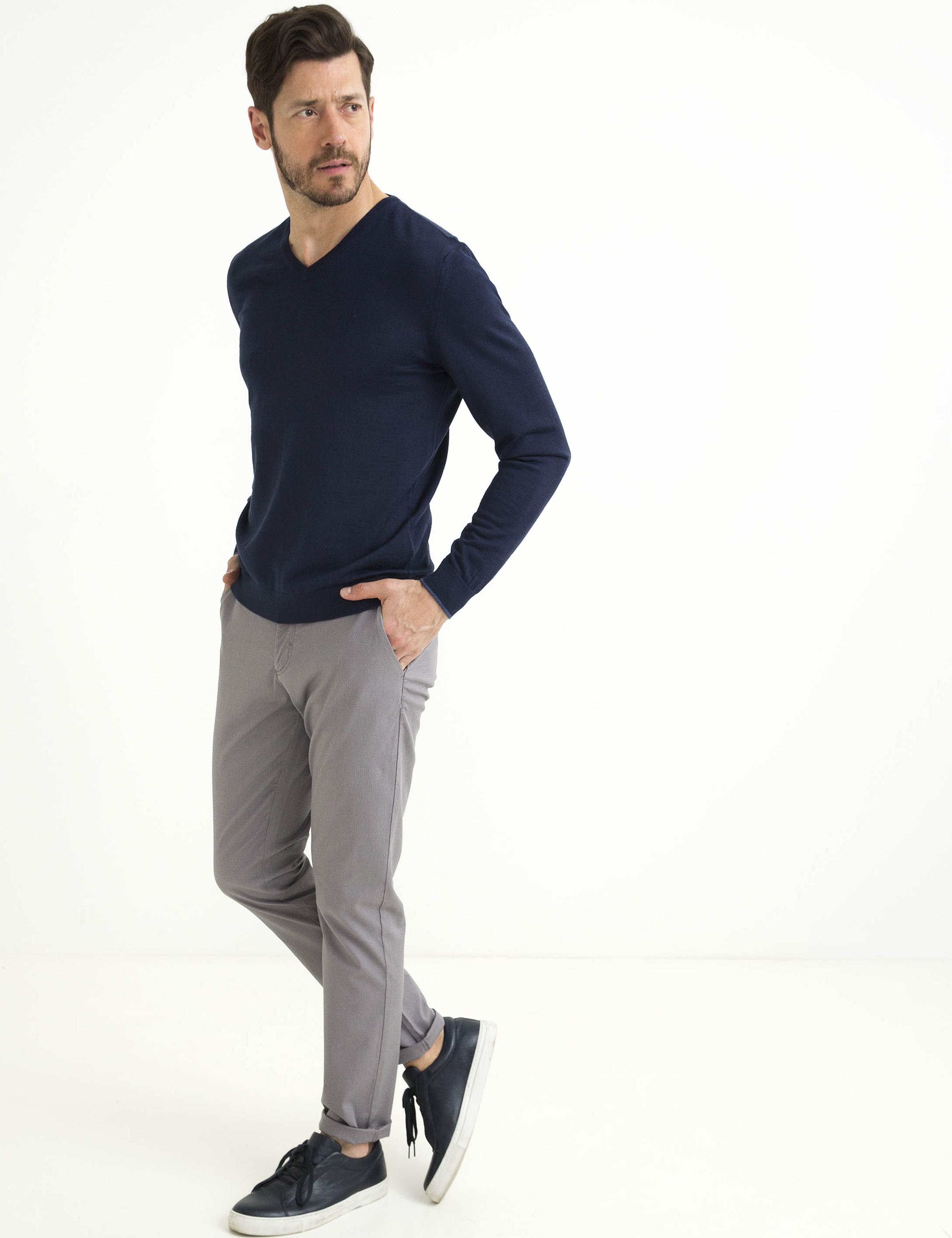 Lacivert Slim Fit Basic Triko Kazak