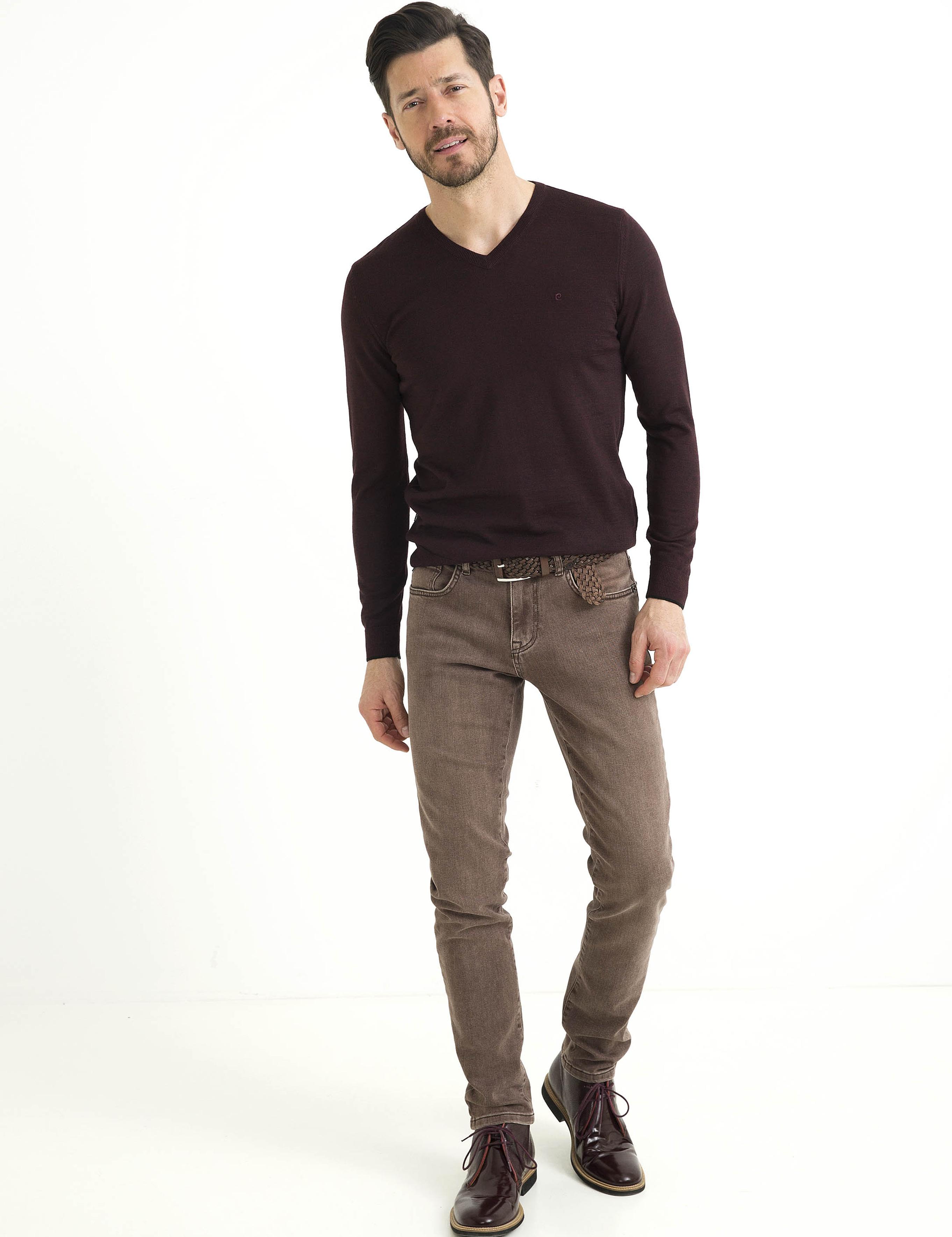 Bordo Slim Fit Basic Triko Kazak