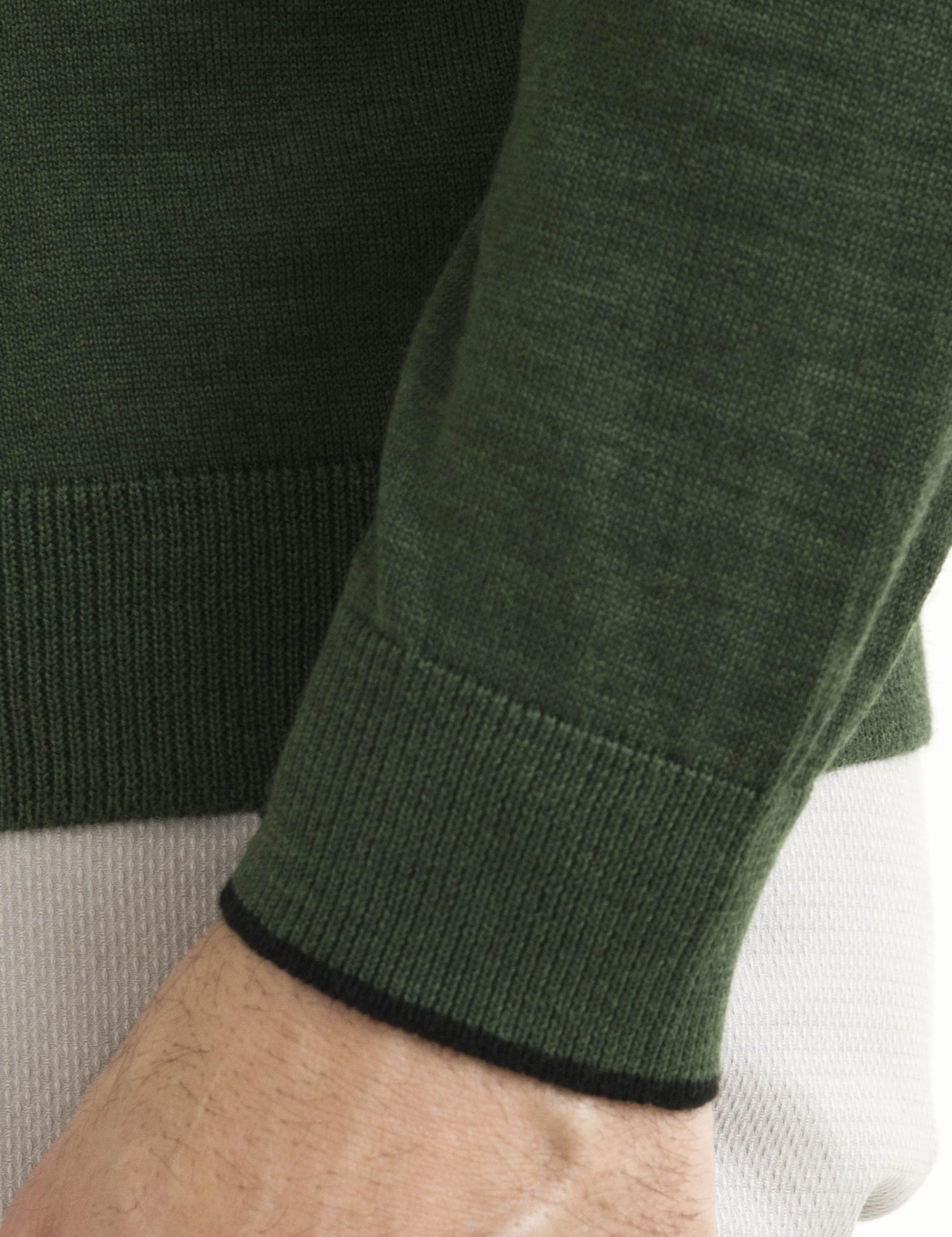 Yeşil Slim Fit V Yaka Basic Triko Kazak