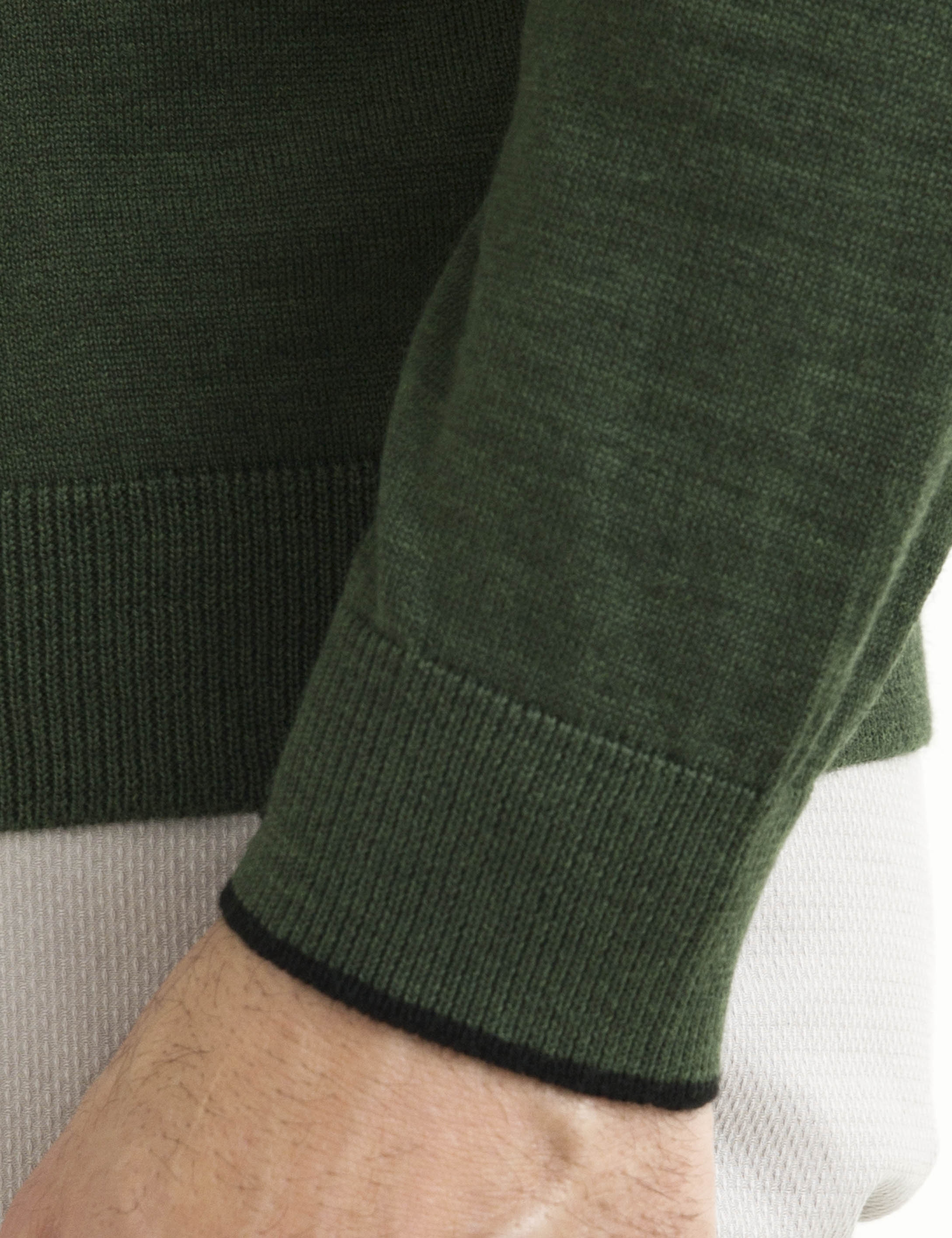 Yeşil Slim Fit V Yaka Basic Triko Kazak
