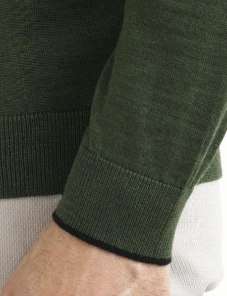 Yeşil Slim Fit V Yaka Basic Triko Kazak - 50193441041