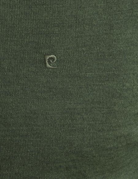 Yeşil Slim Fit V Yaka Basic Triko Kazak - 50193441041