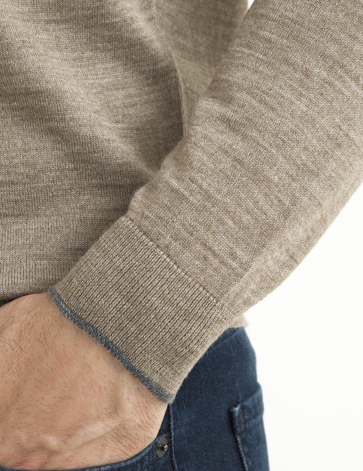 Bej Slim Fit Basic Triko Kazak - 50193441053