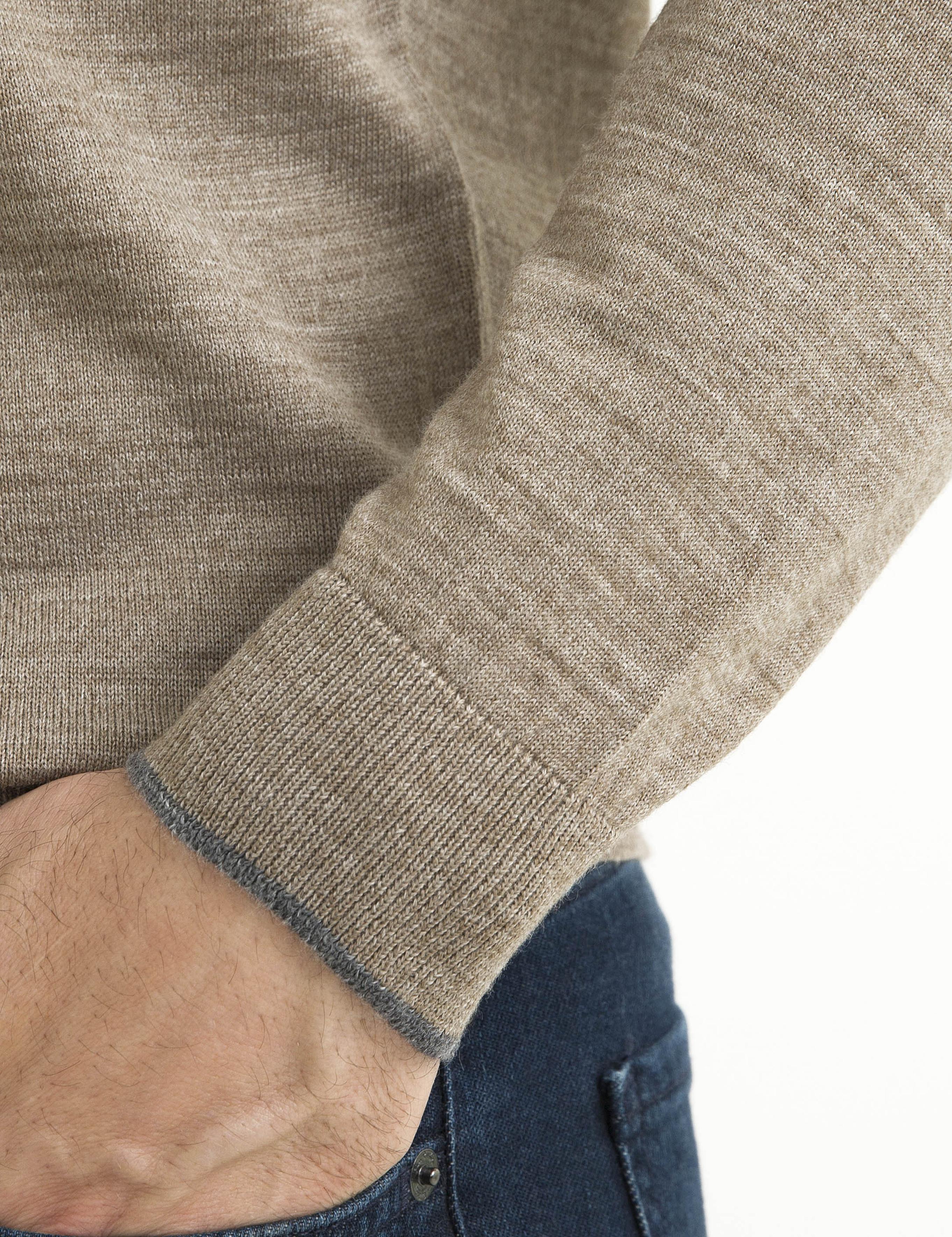 Bej Slim Fit Basic Triko Kazak