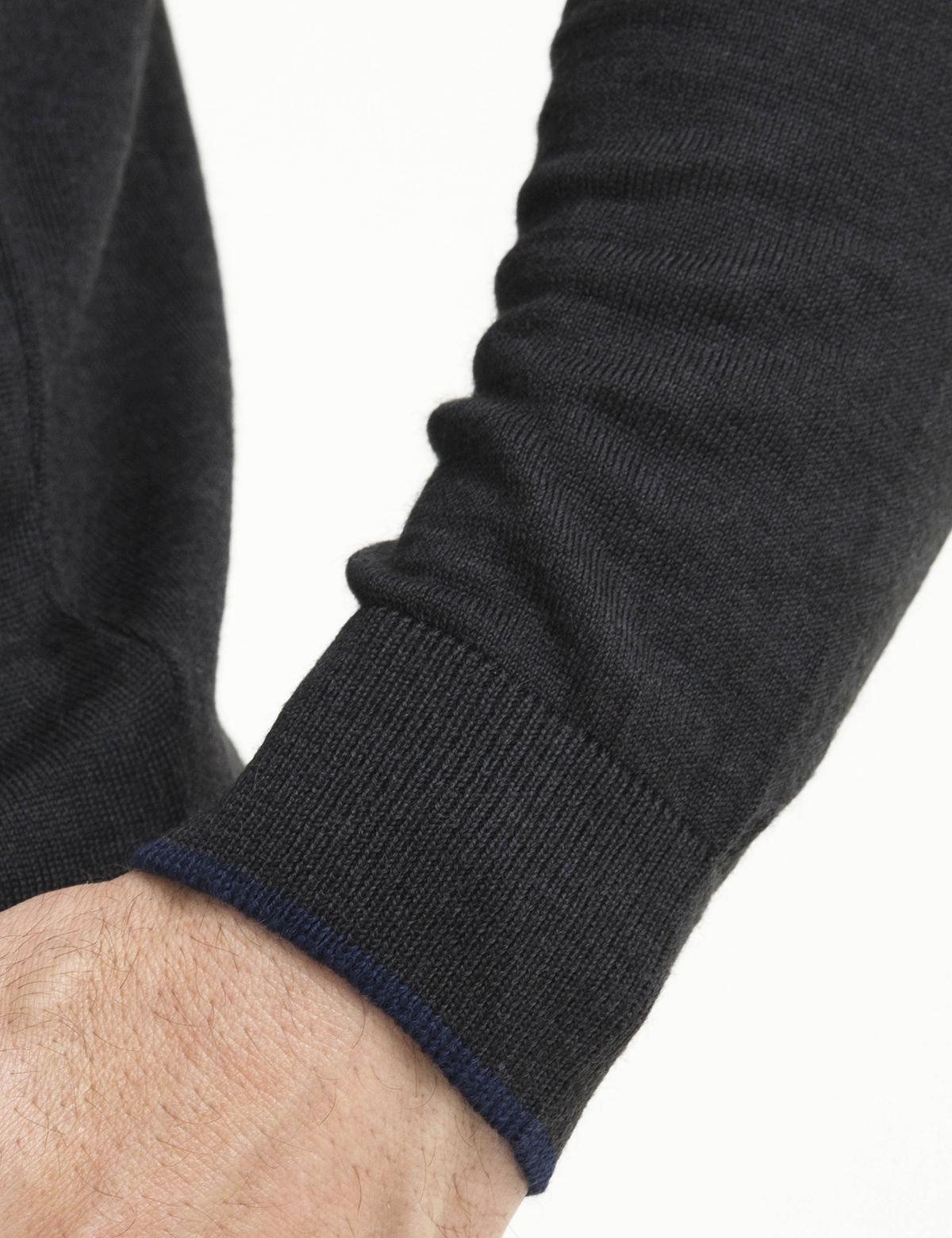 Antrasit Melanj Slim Fit Basic Kazak - 50193441064