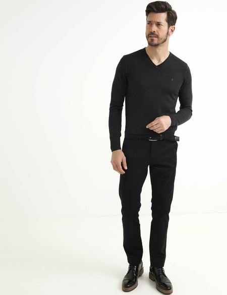 Antrasit Melanj Slim Fit Basic Kazak - 50193441064