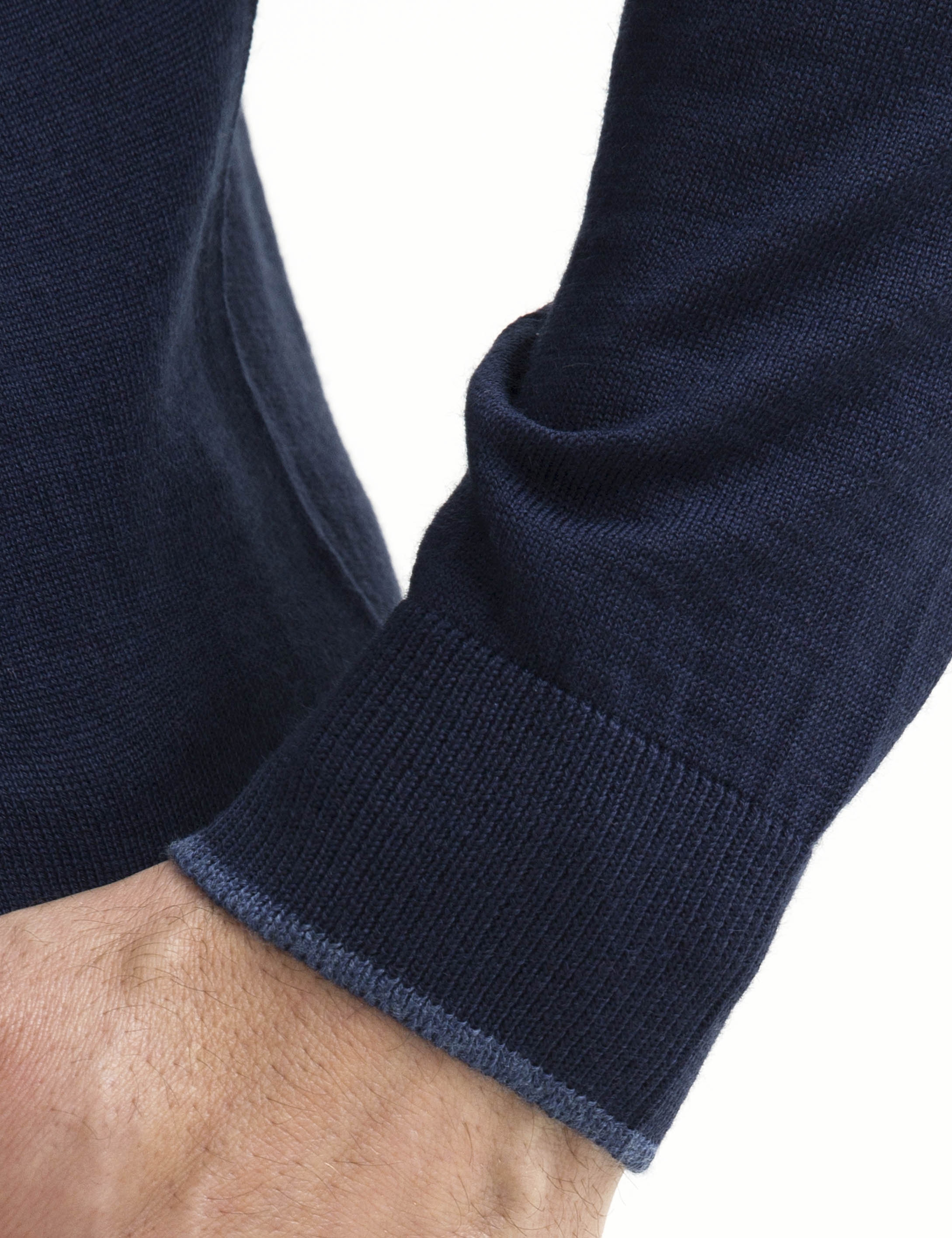 Lacivert Slim Fit Yarım Balıkçı Yaka Yün Karışımlı Basic Triko Kazak - Image 4