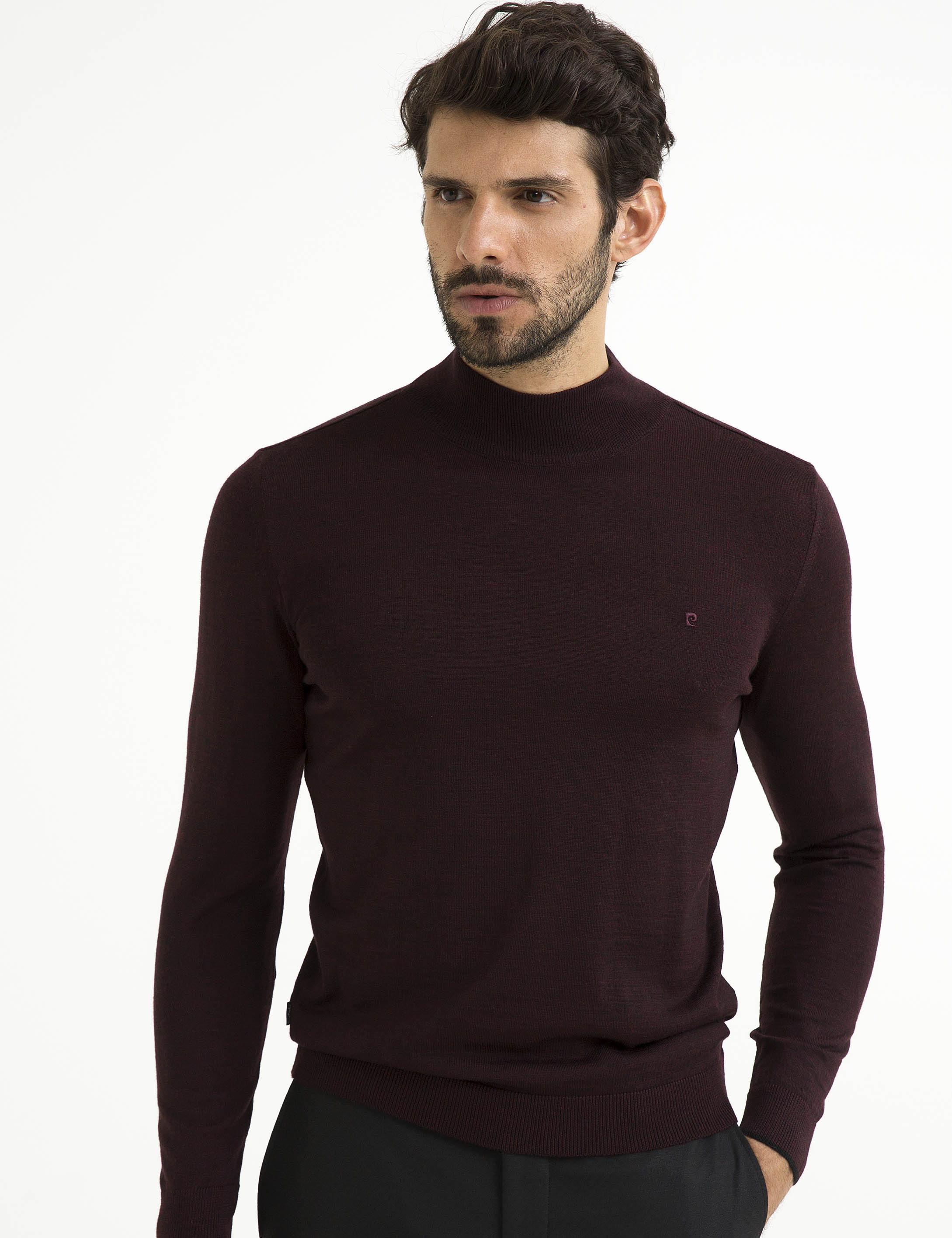 Bordo Slim Fit Basic Triko Kazak - Image 1