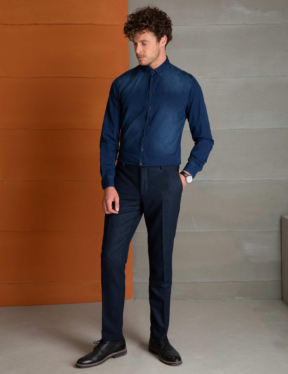 Mavi Slim Fit Gömlek