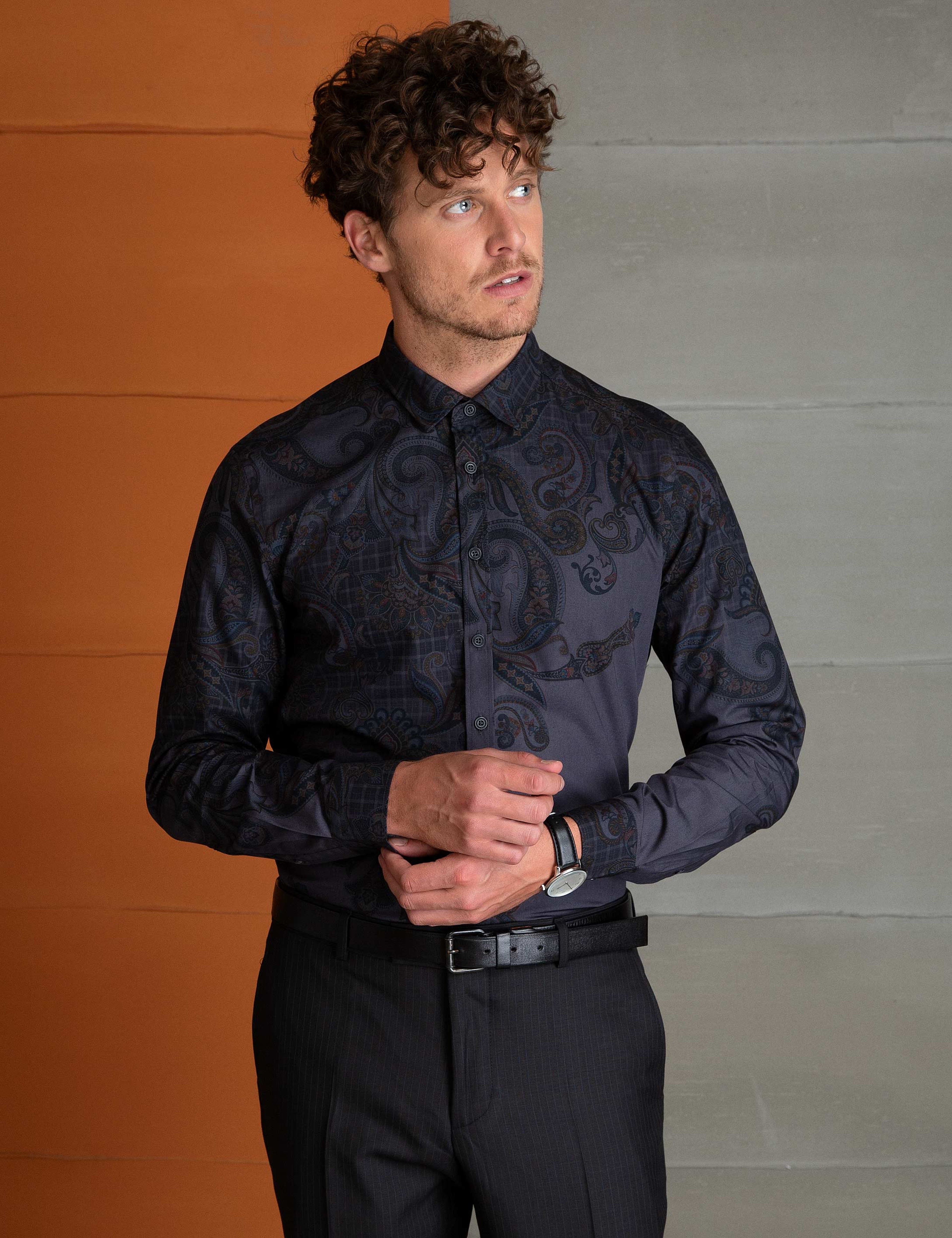 Antrasit Slim Fit Gömlek