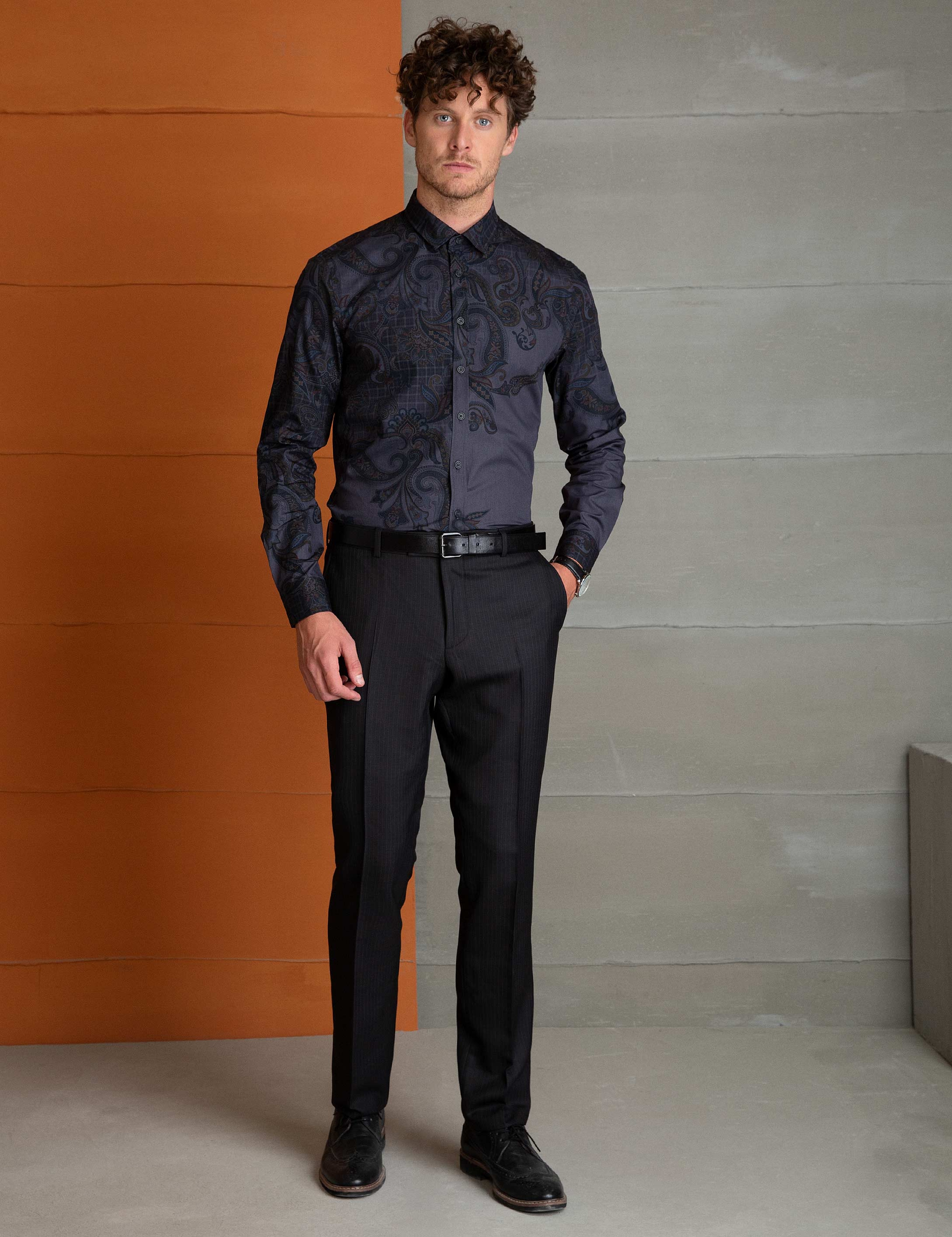 Antrasit Slim Fit Gömlek - Image 1
