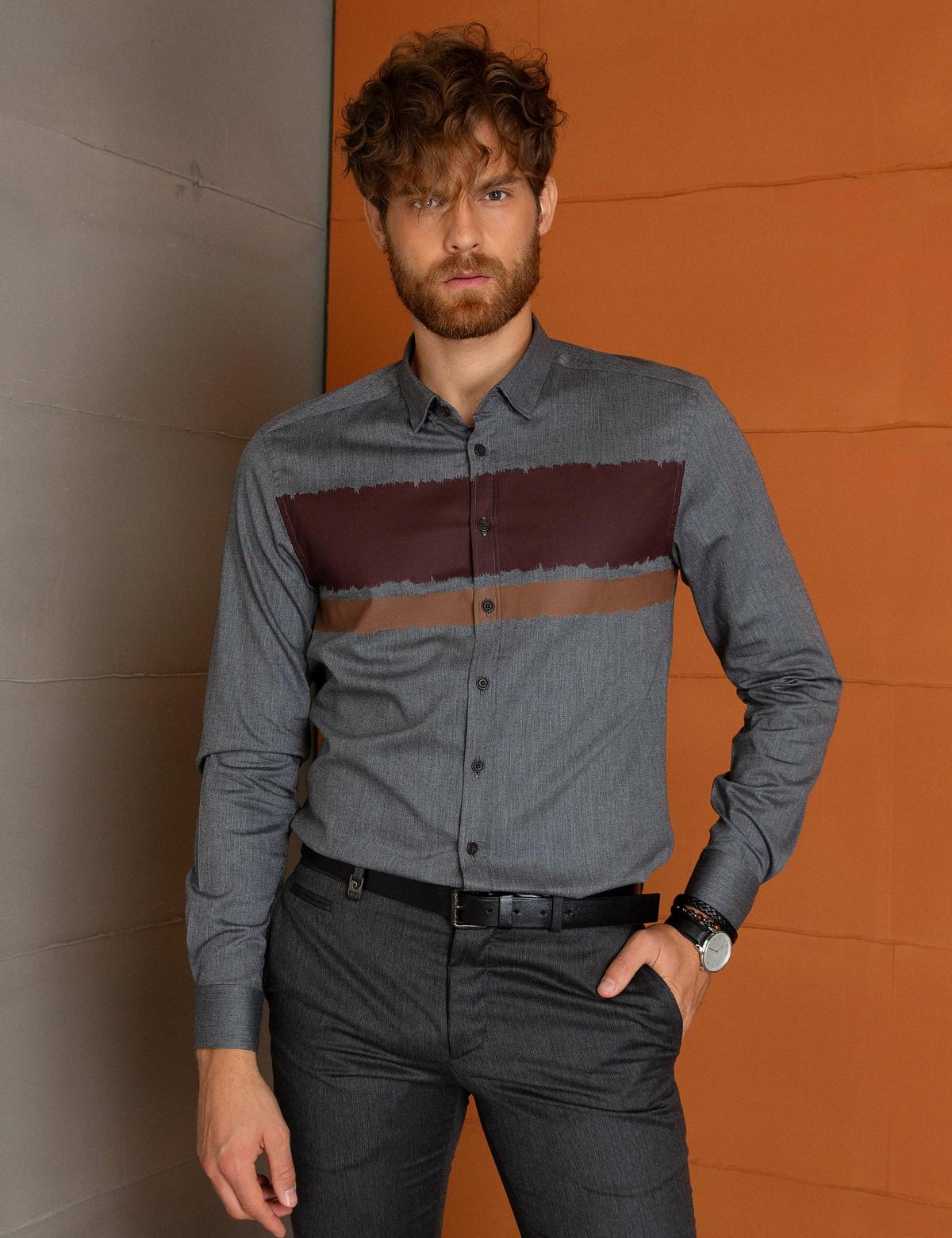 Füme Slim Fit Gömlek - 50193553008