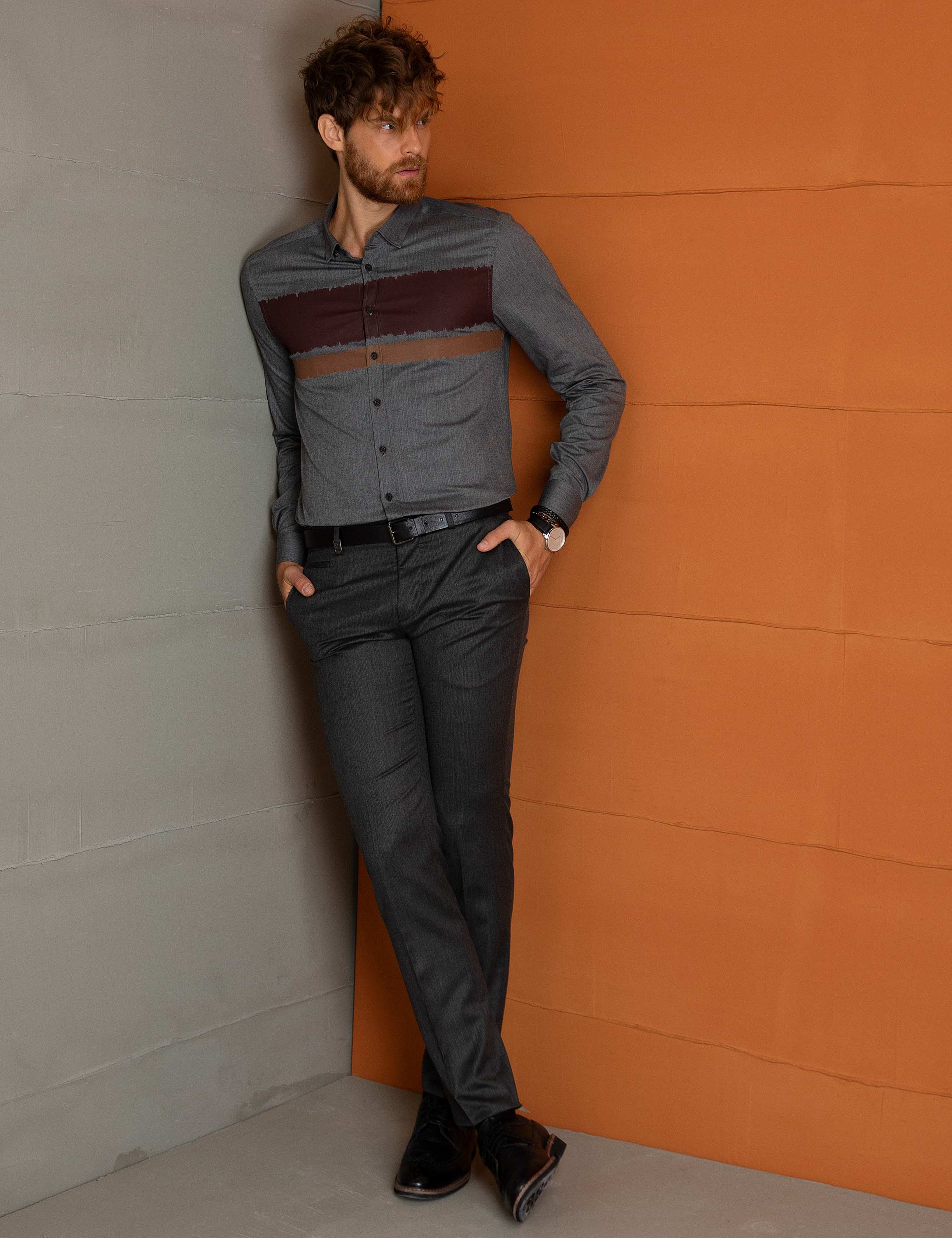 Füme Slim Fit Gömlek - Image 1
