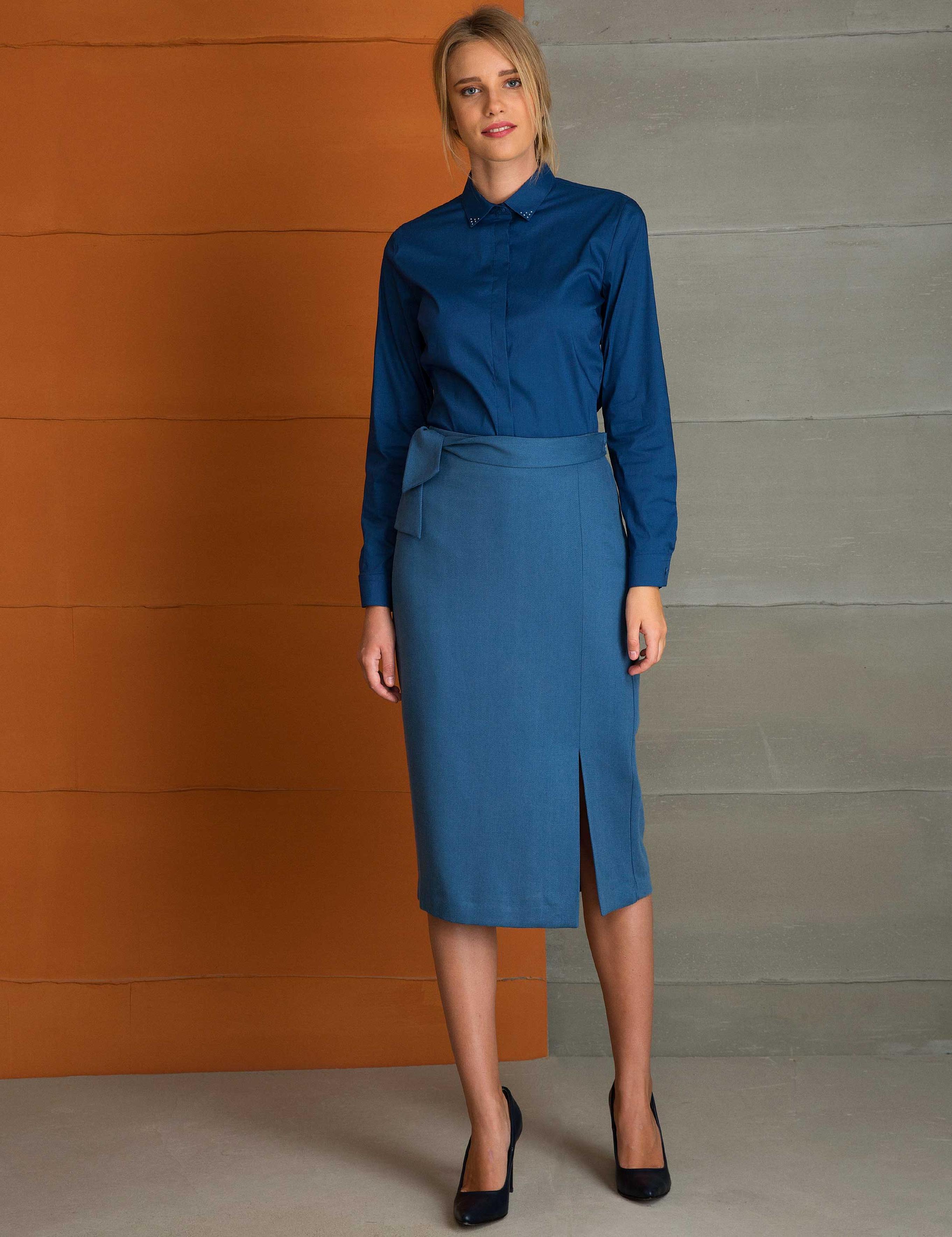 İndigo Regular Fit Dokuma Etek