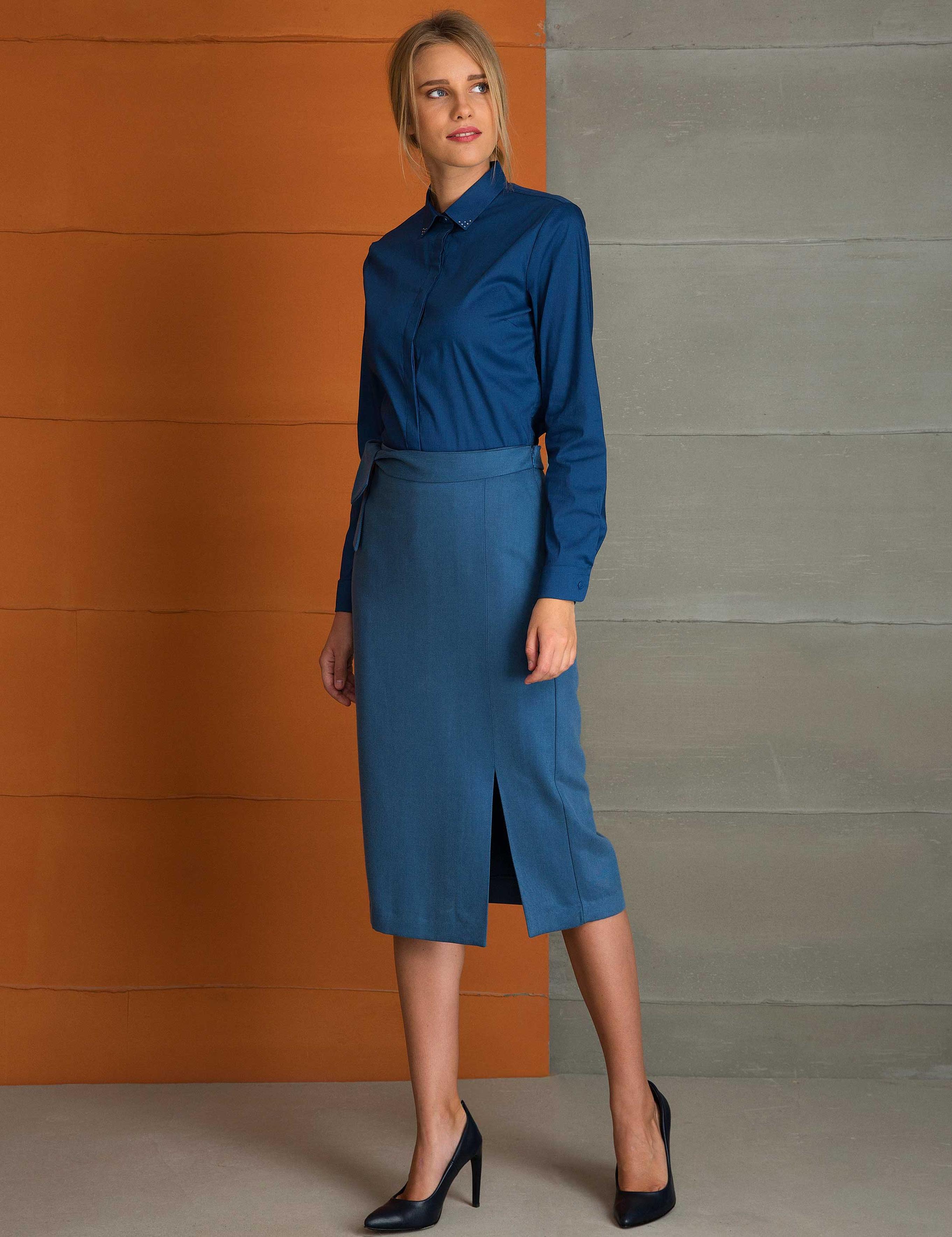 İndigo Regular Fit Dokuma Etek