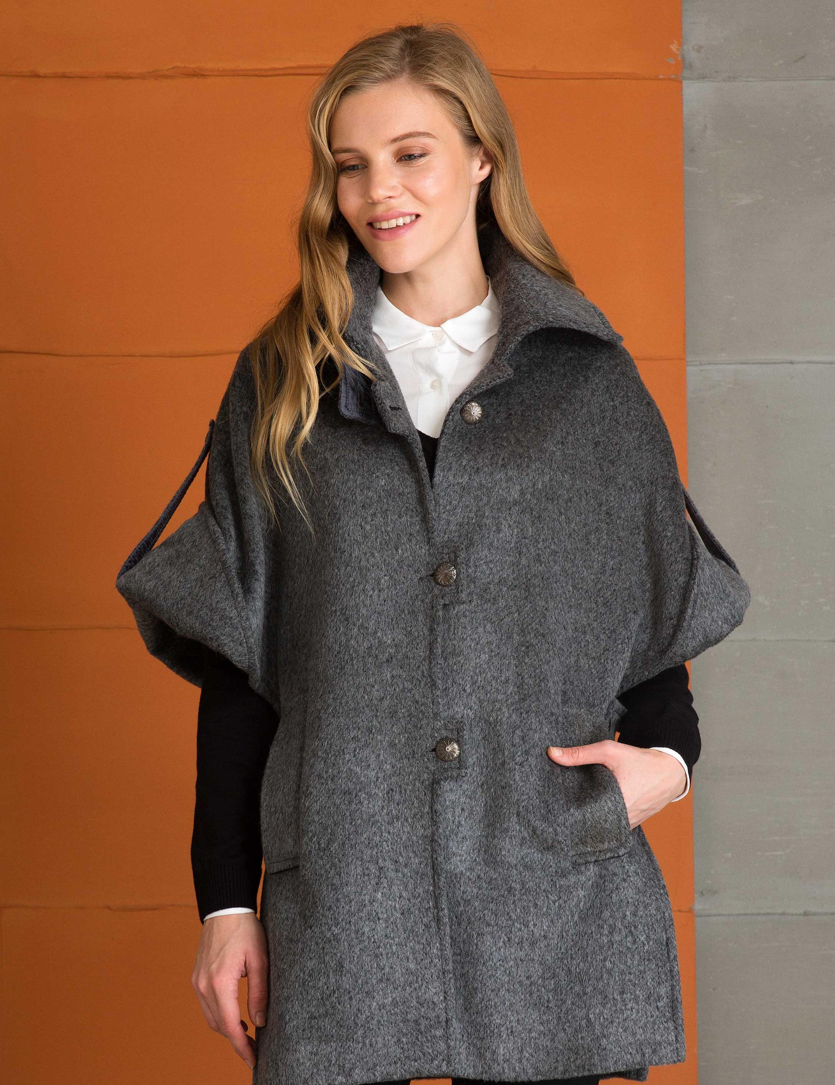 Gri Regular Fit Kaşe Kaban