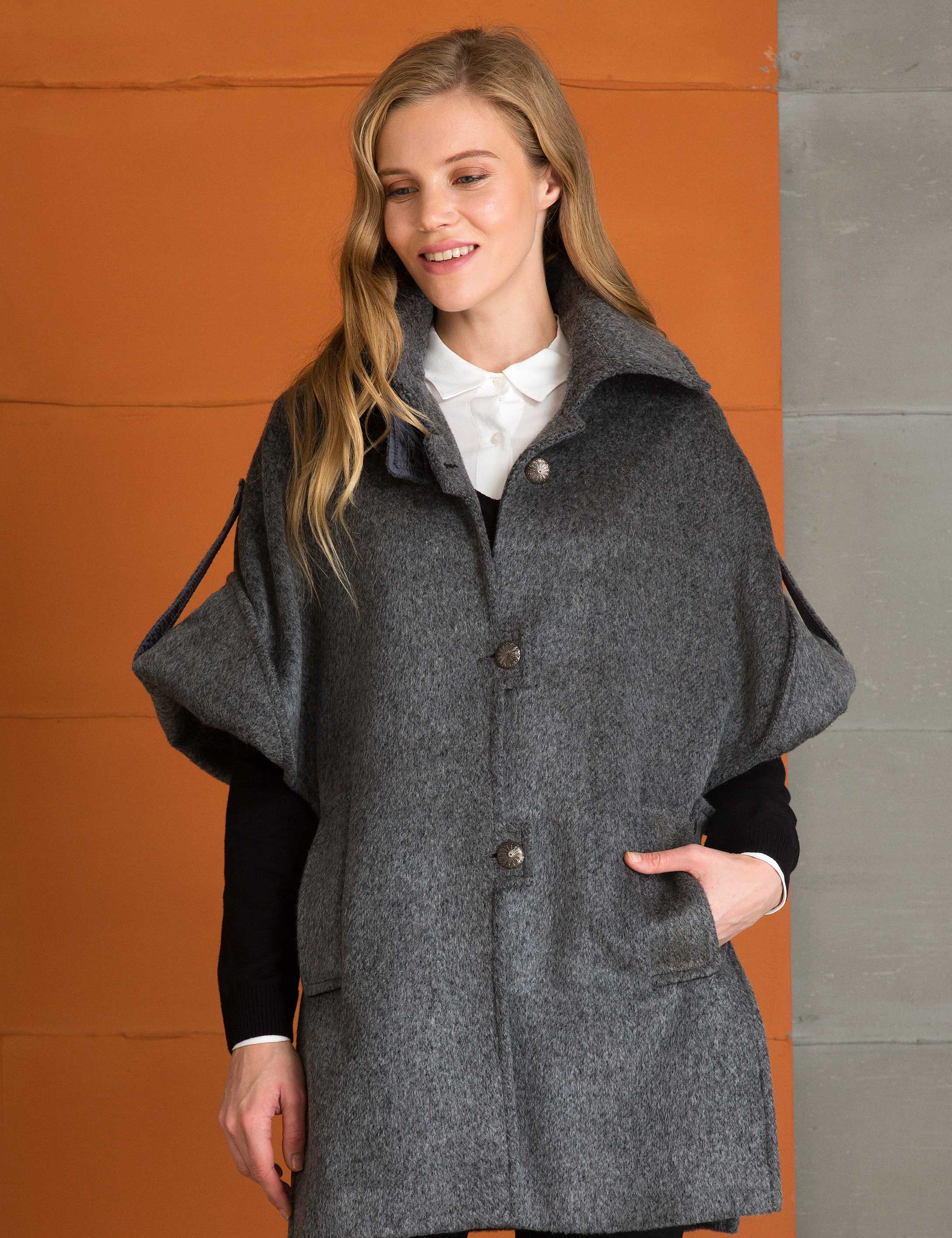 Gri Regular Fit Kaşe Kaban