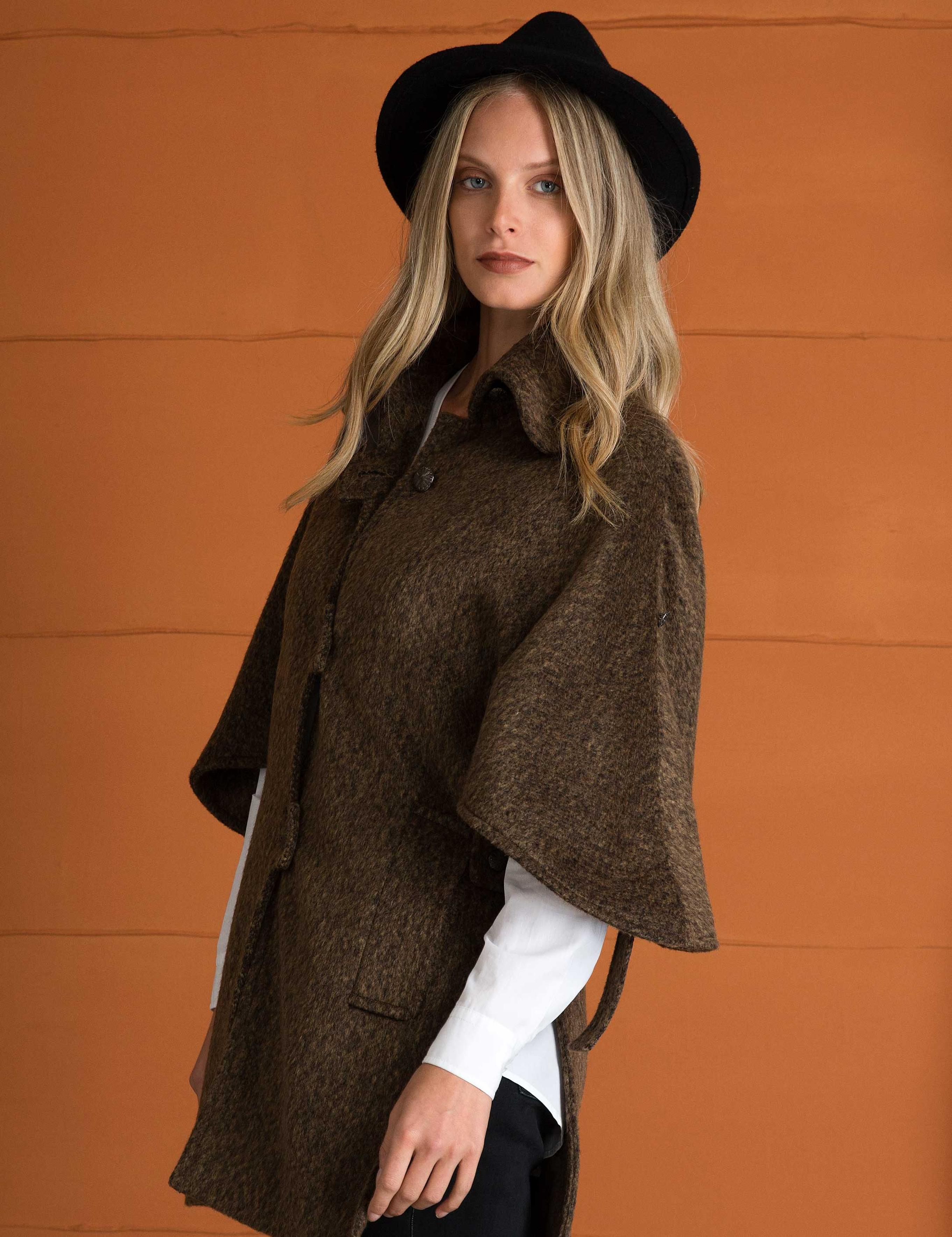 Kahverengi Regular Fit Kaşe Kaban