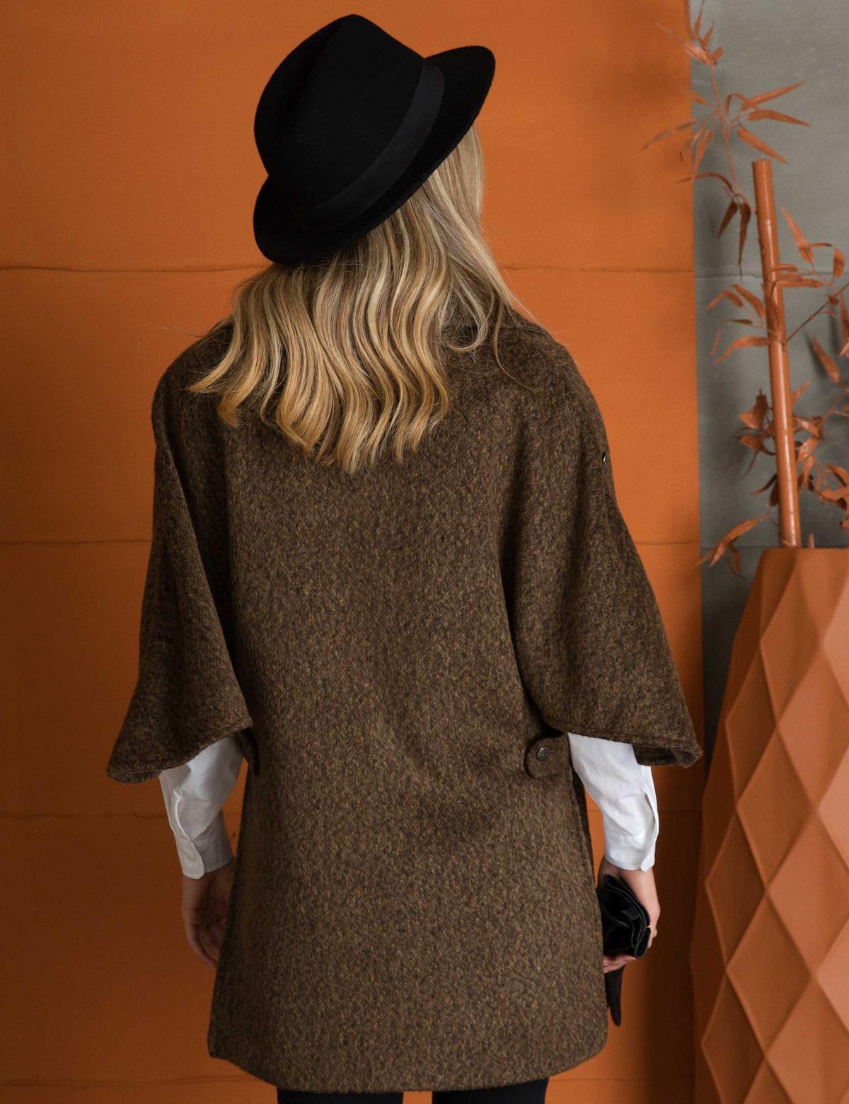 Kahverengi Regular Fit Kaşe Kaban - 50197396018