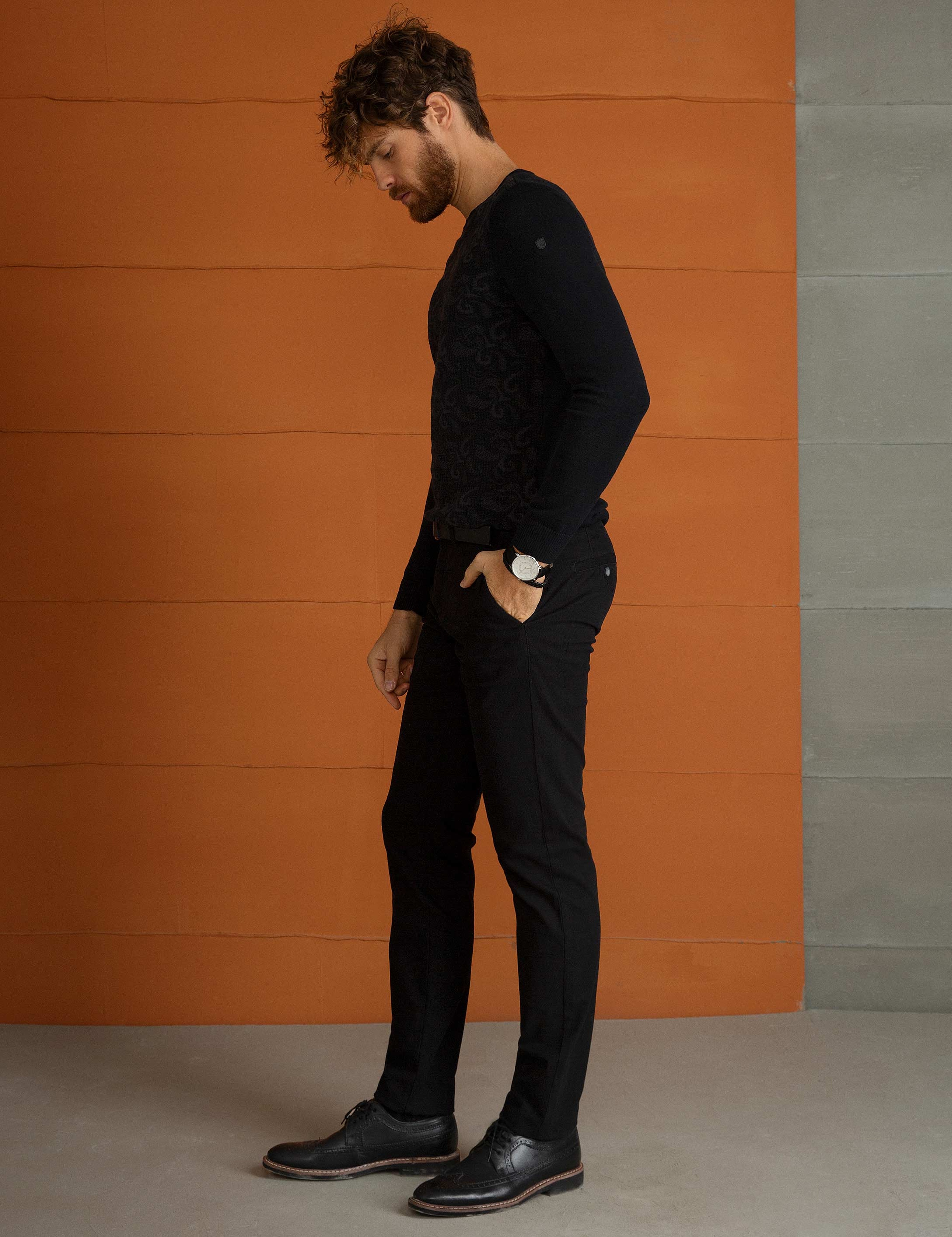 Siyah Slim Fit Chino Pantolon - Image 2