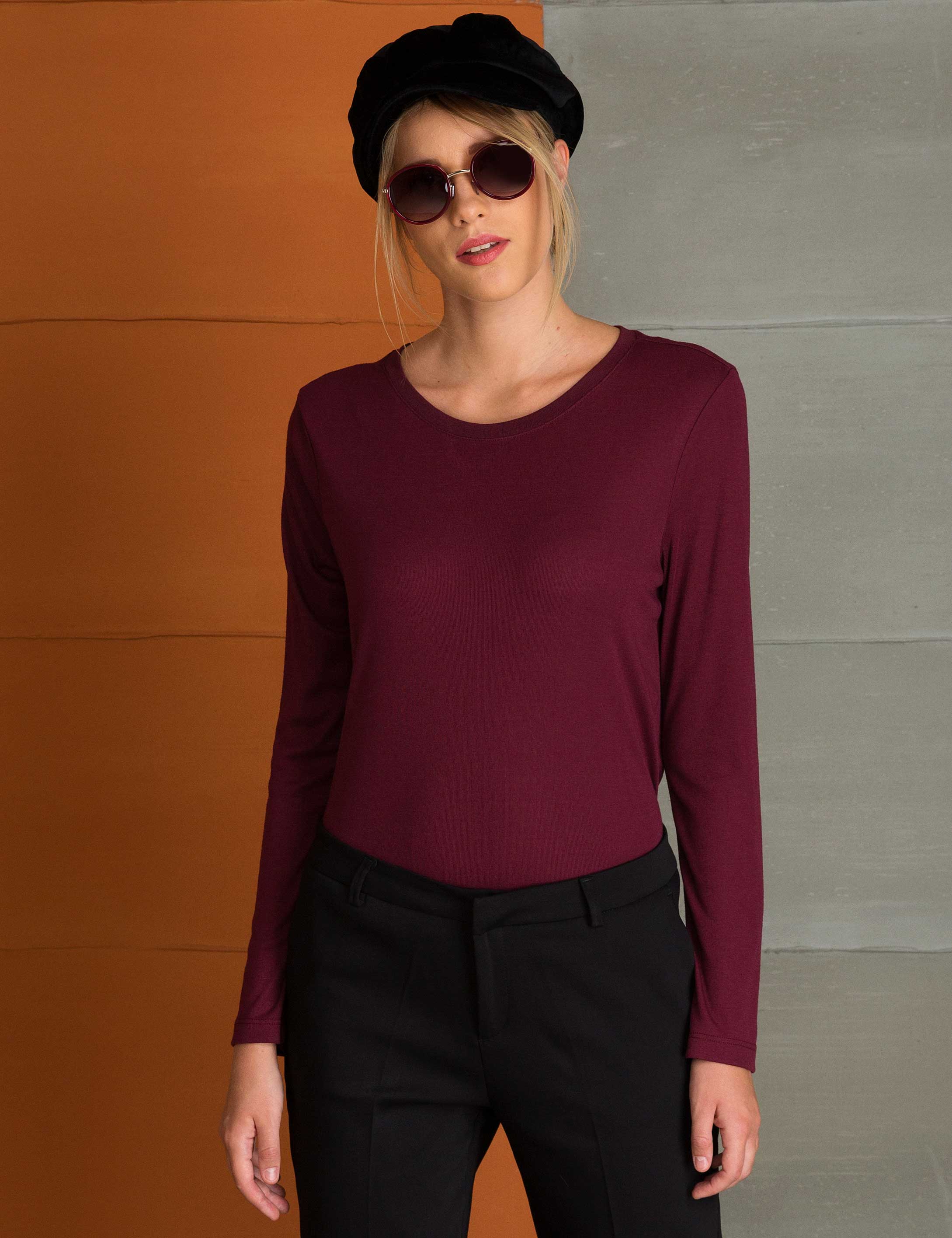 Bordo Slim Fit Tişört - Image 1