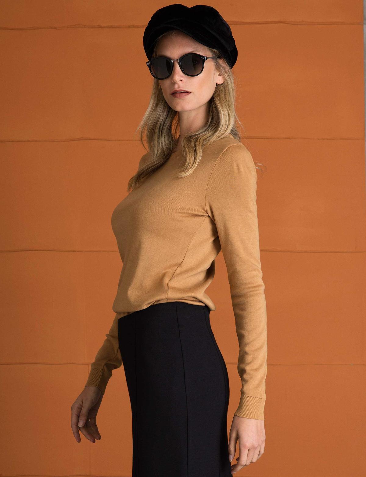 Camel Slim Fit Tişört - 50197623009