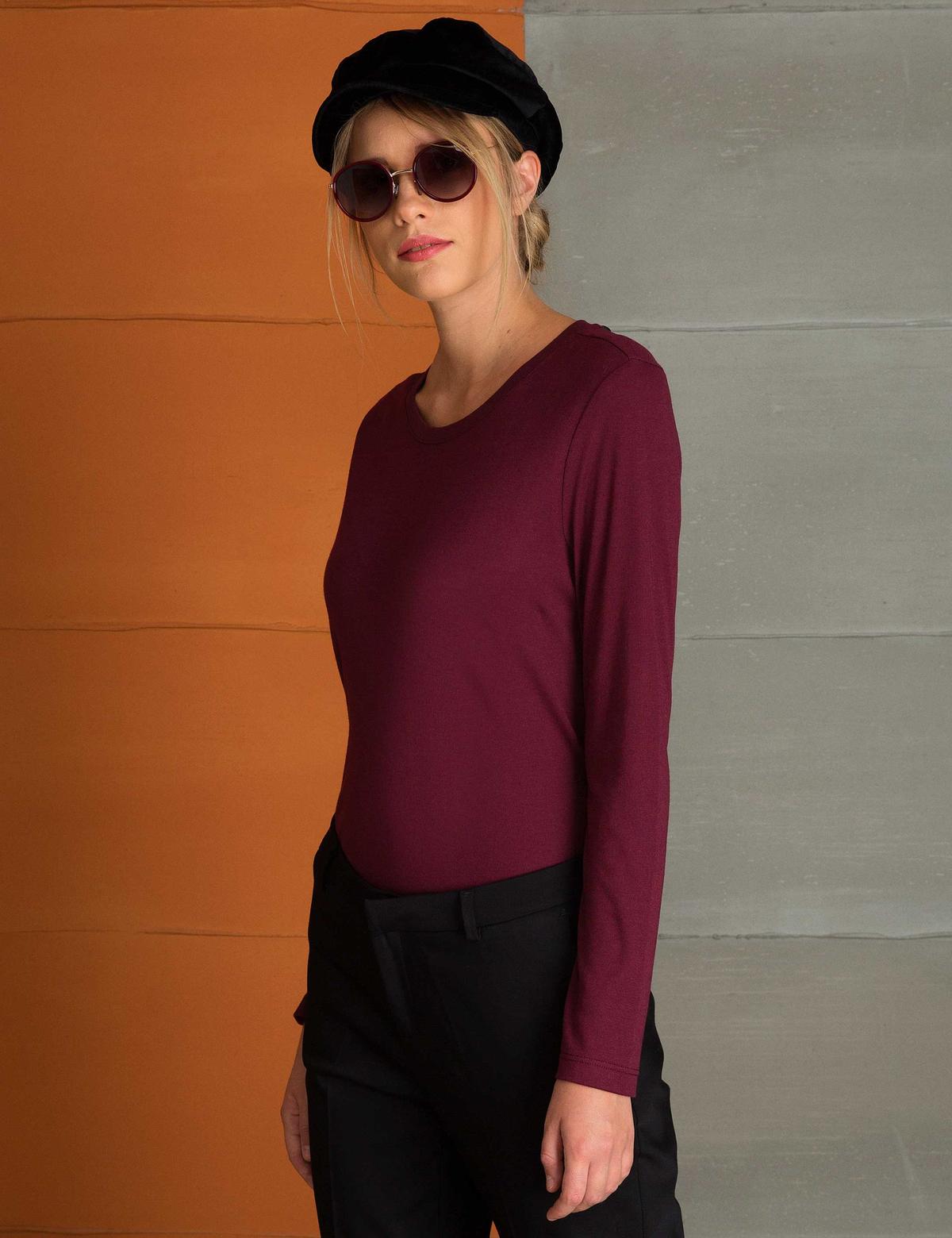 Bordo Slim Fit Tişört - 50197623010