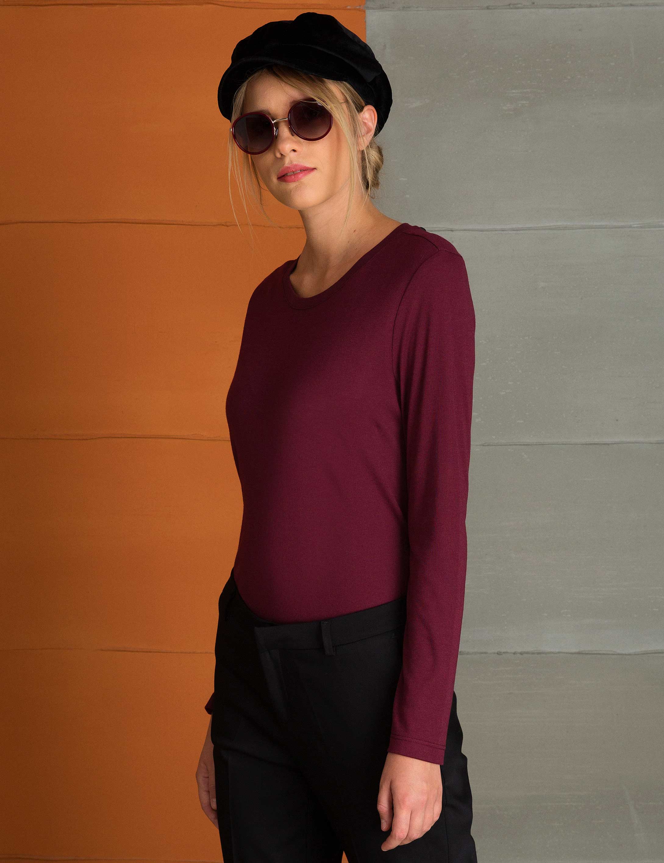 Bordo Slim Fit Tişört - Image 2