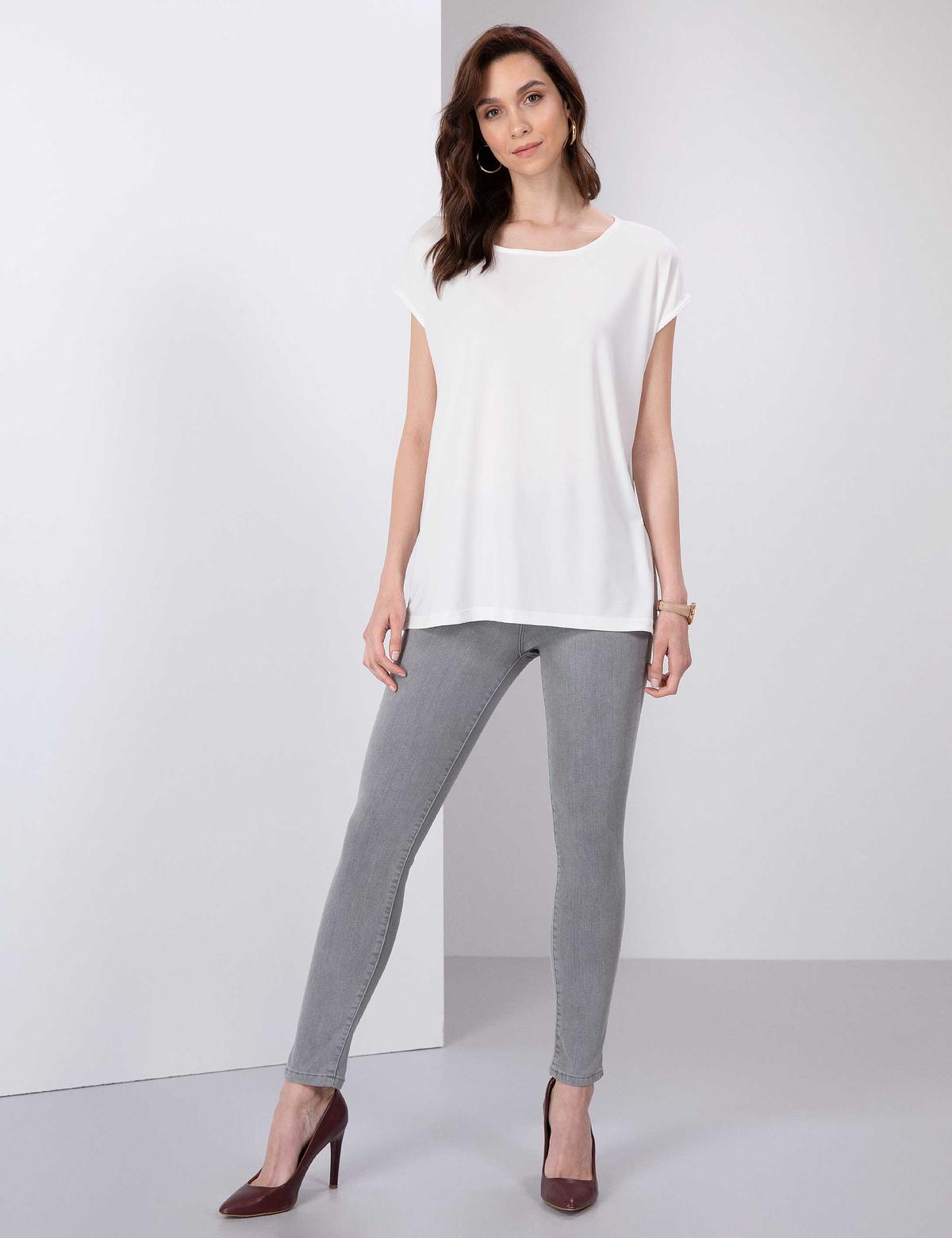 Ekru Comfort Fit Örme Bluz - 50197781054