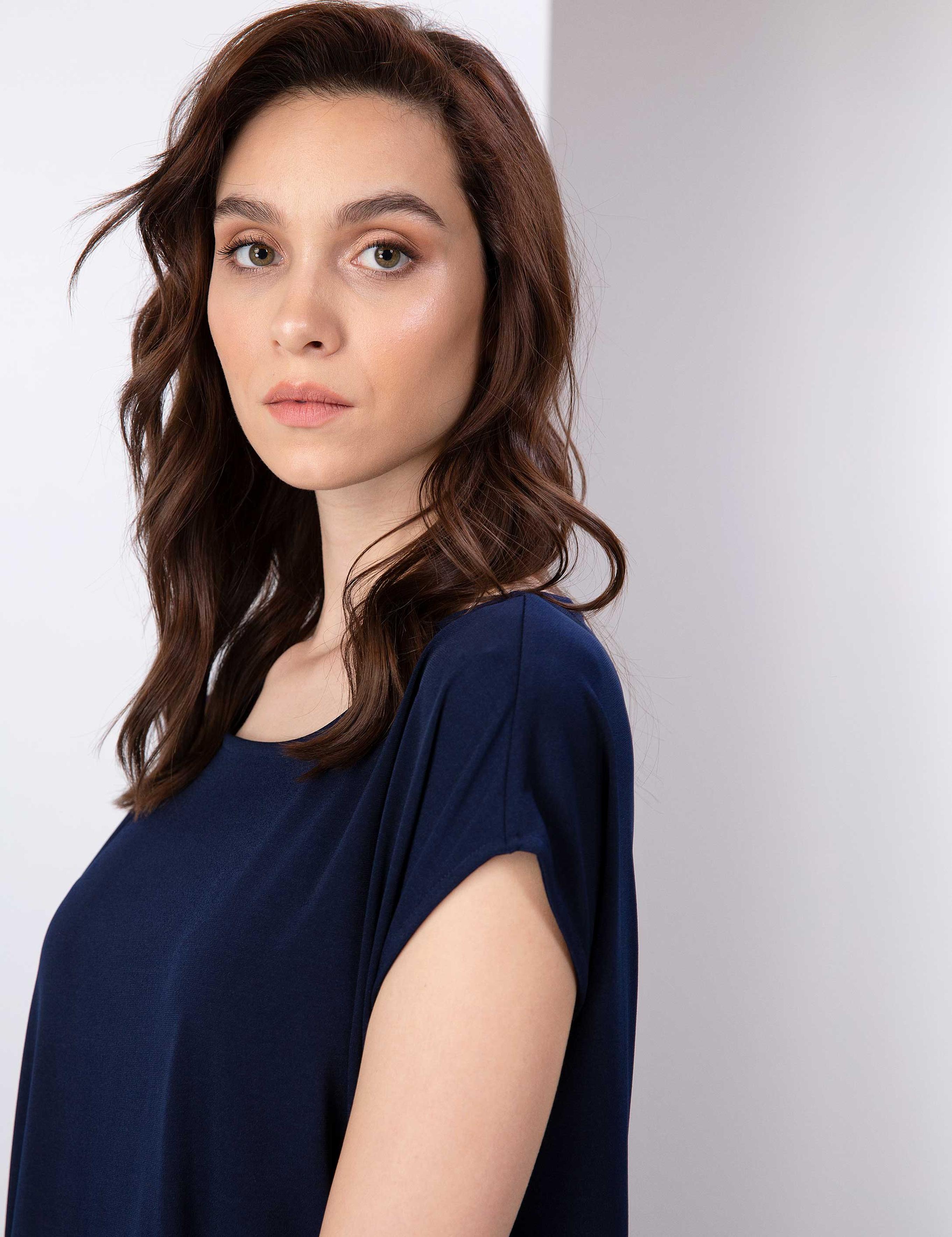 Lacivert Comfort Fit Bluz