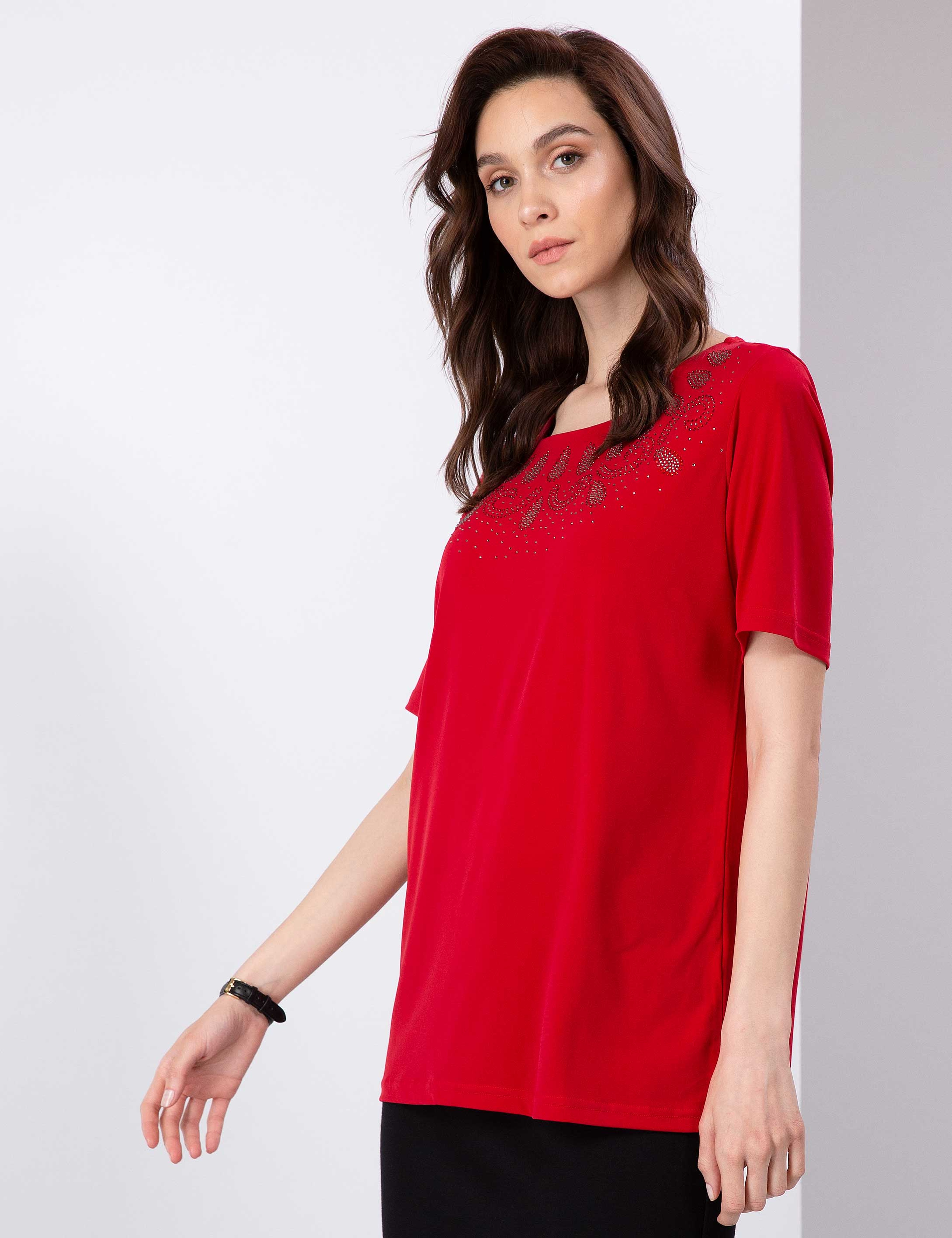 Kırmızı Comfort Fit Bluz - Image 3