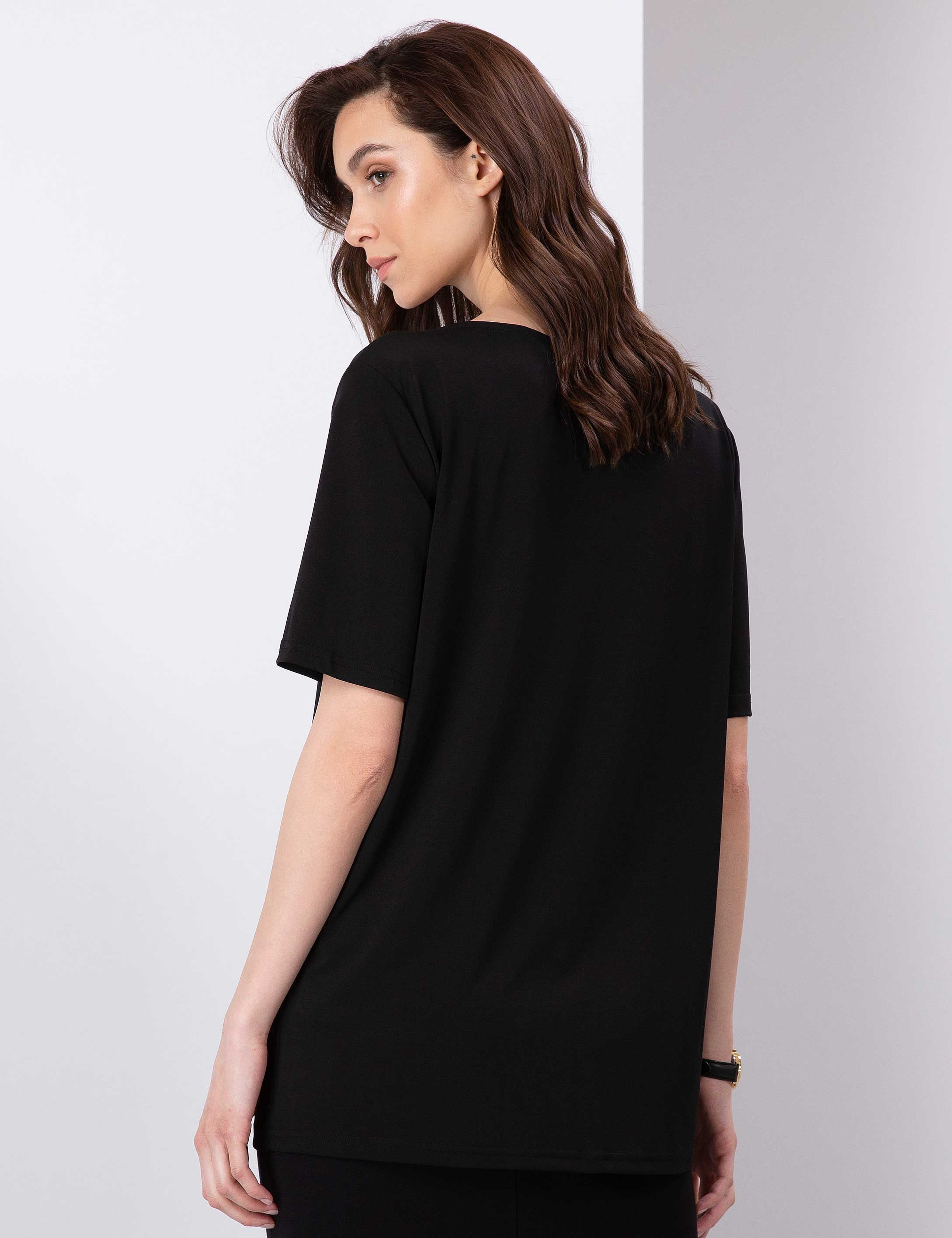 Siyah Comfort Fit Bluz - Image 4