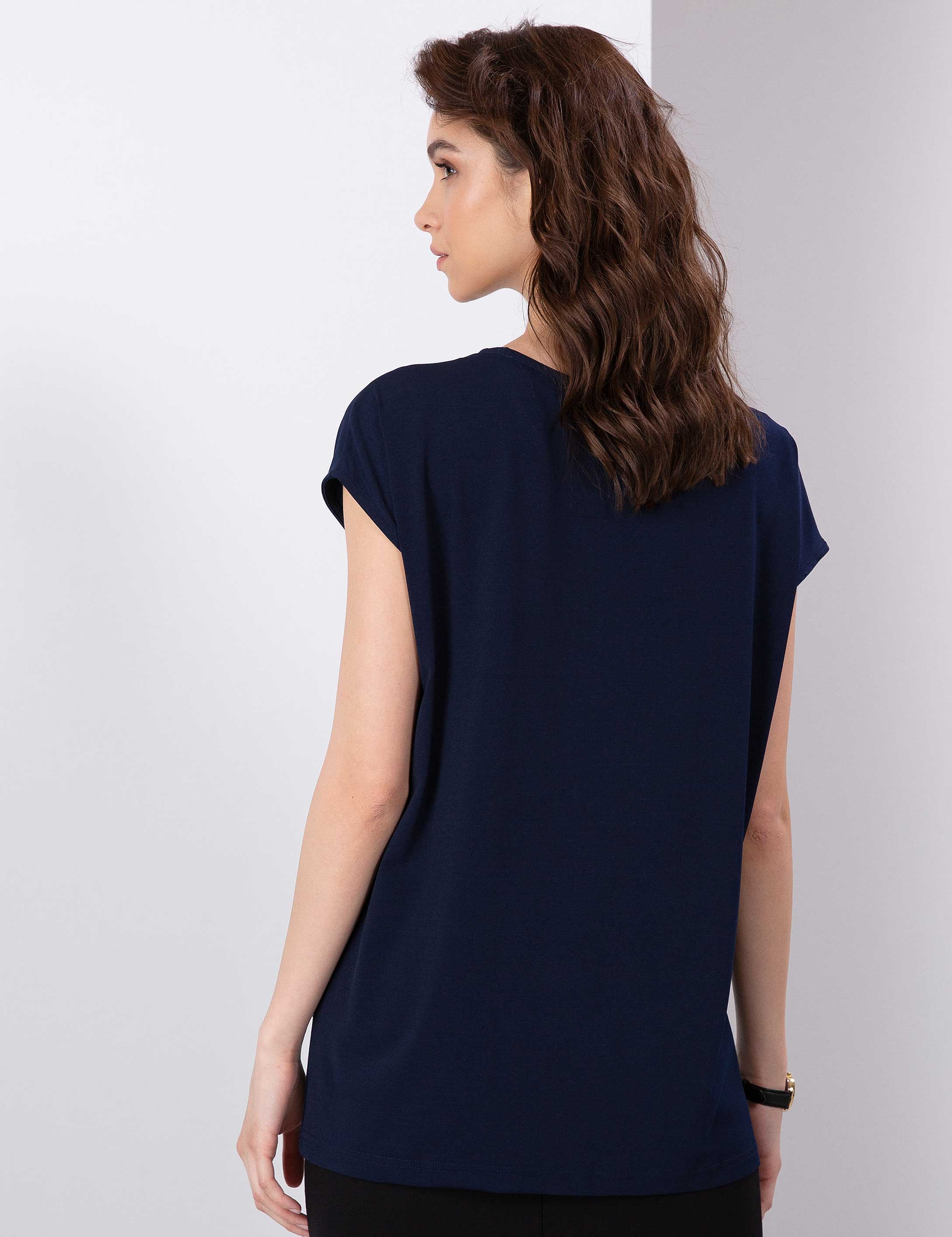 Lacivert Comfort Fit Bluz - Image 3