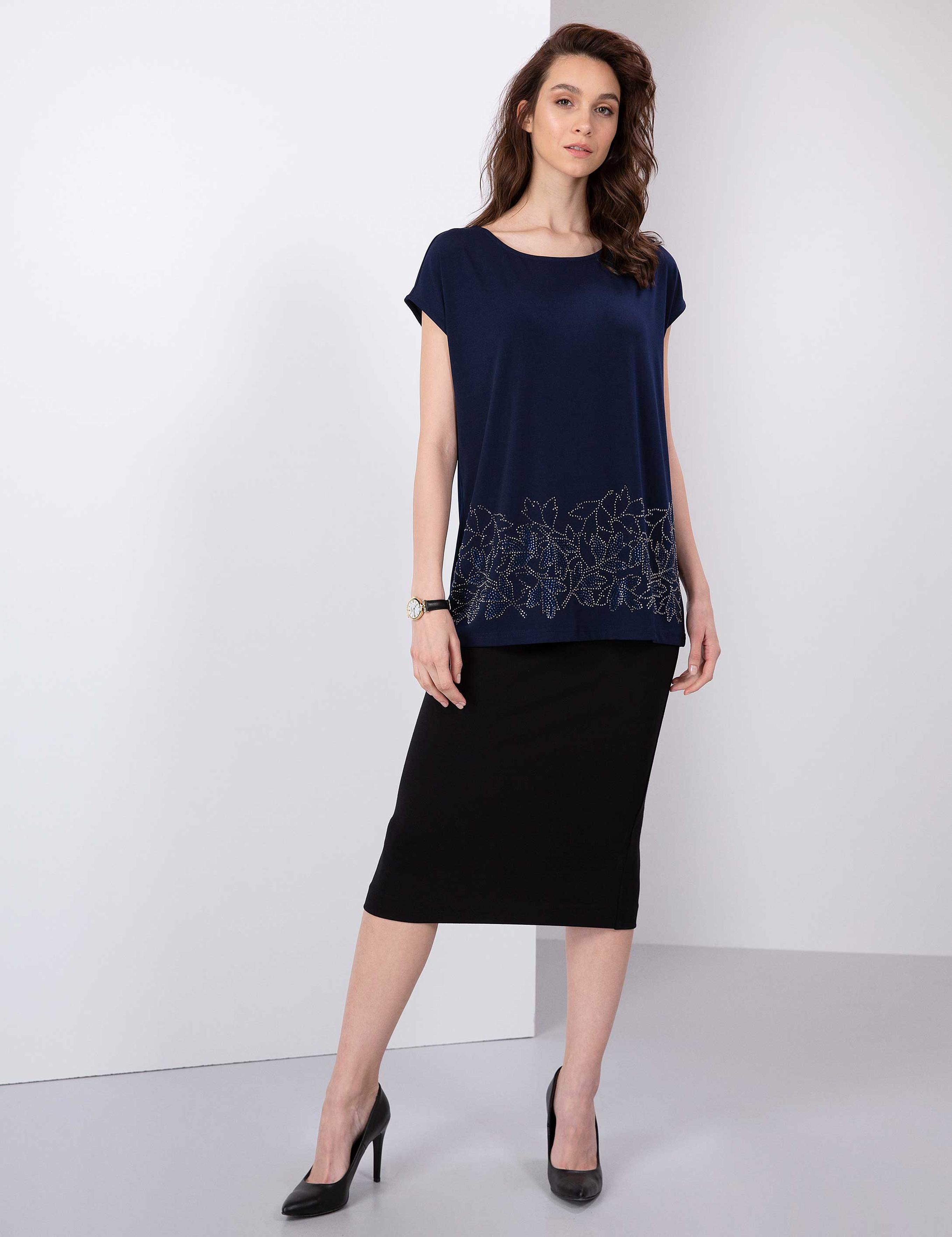 Lacivert Comfort Fit Bluz