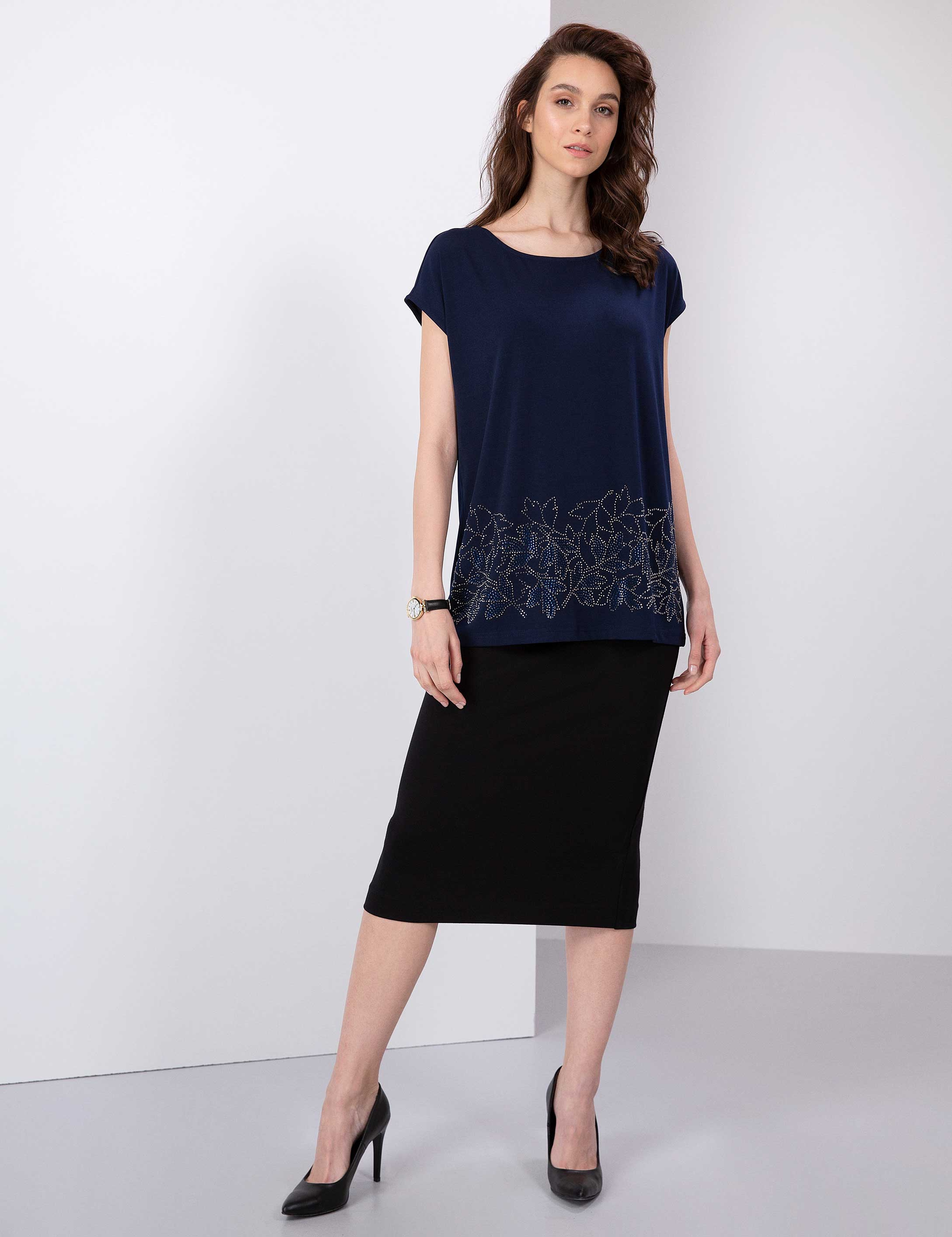 Lacivert Comfort Fit Bluz - Image 4
