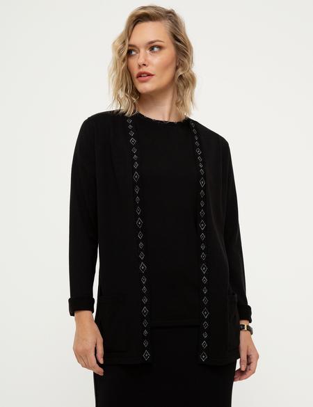 Siyah Regular Fit Kazak - 50197799014