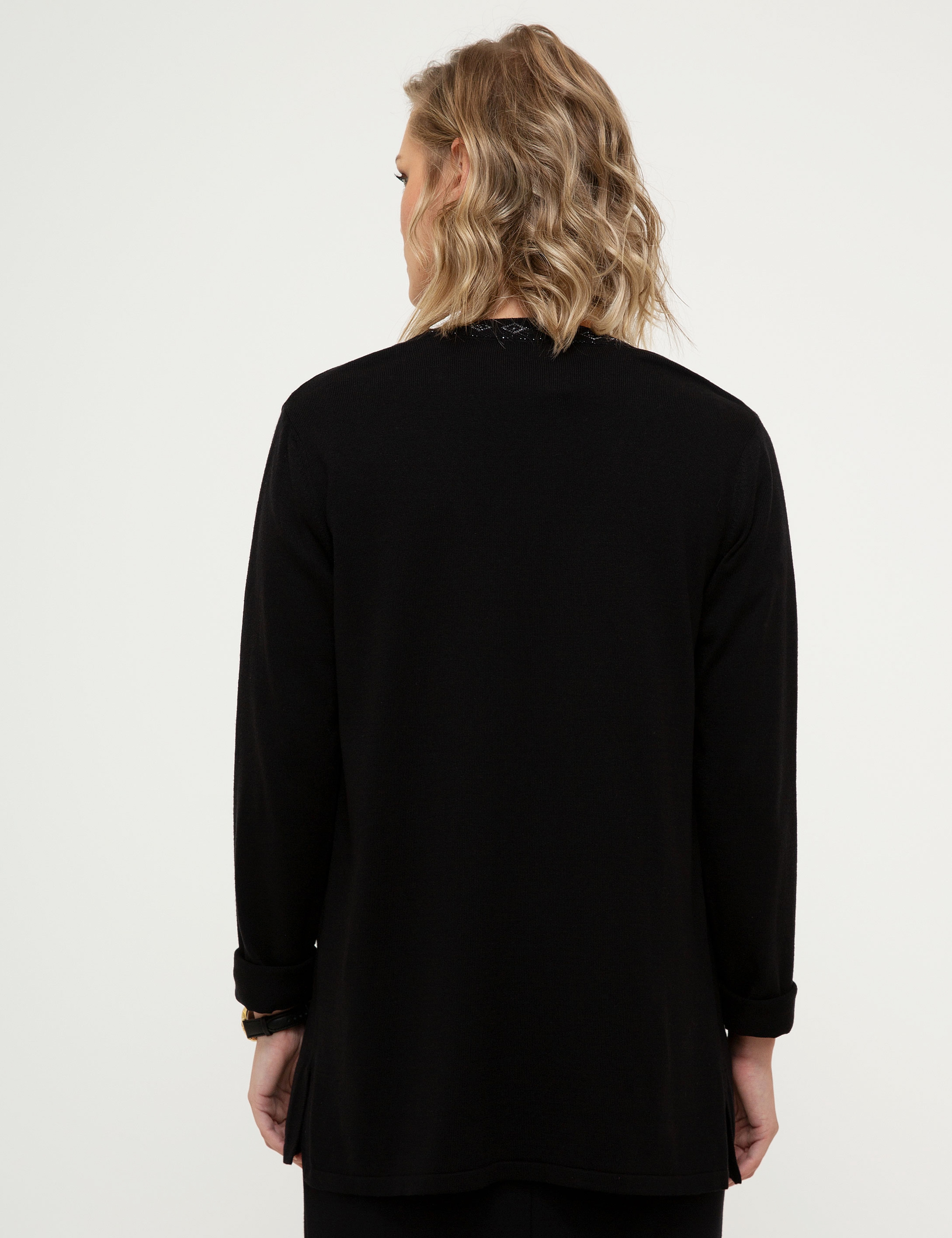 Siyah Regular Fit Kazak - Image 4