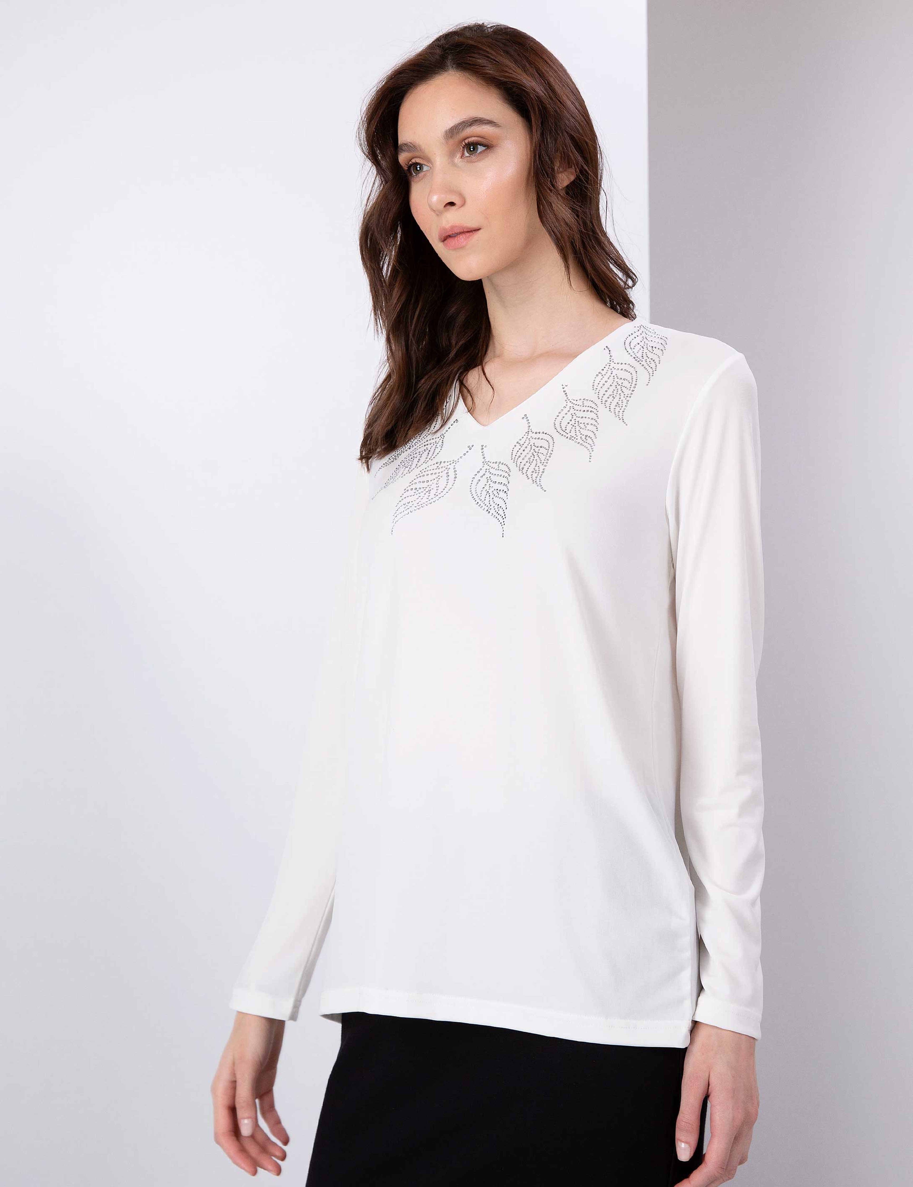 Ekru Slim Fit Bluz - Image 3