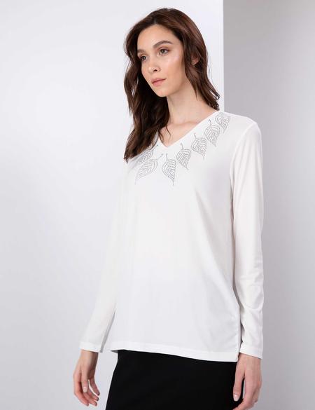 Ekru Slim Fit Bluz - 50197800047