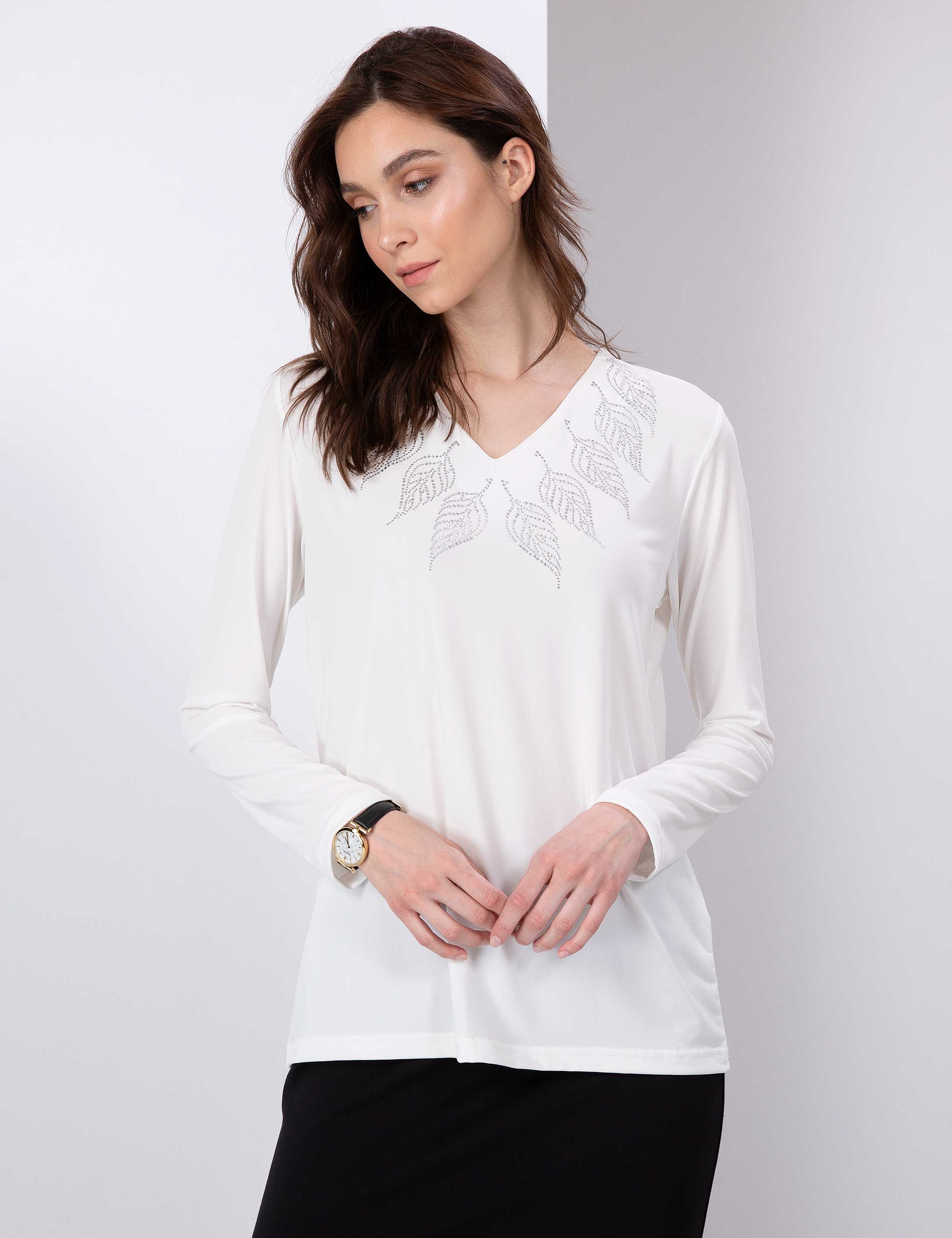 Ekru Slim Fit Bluz