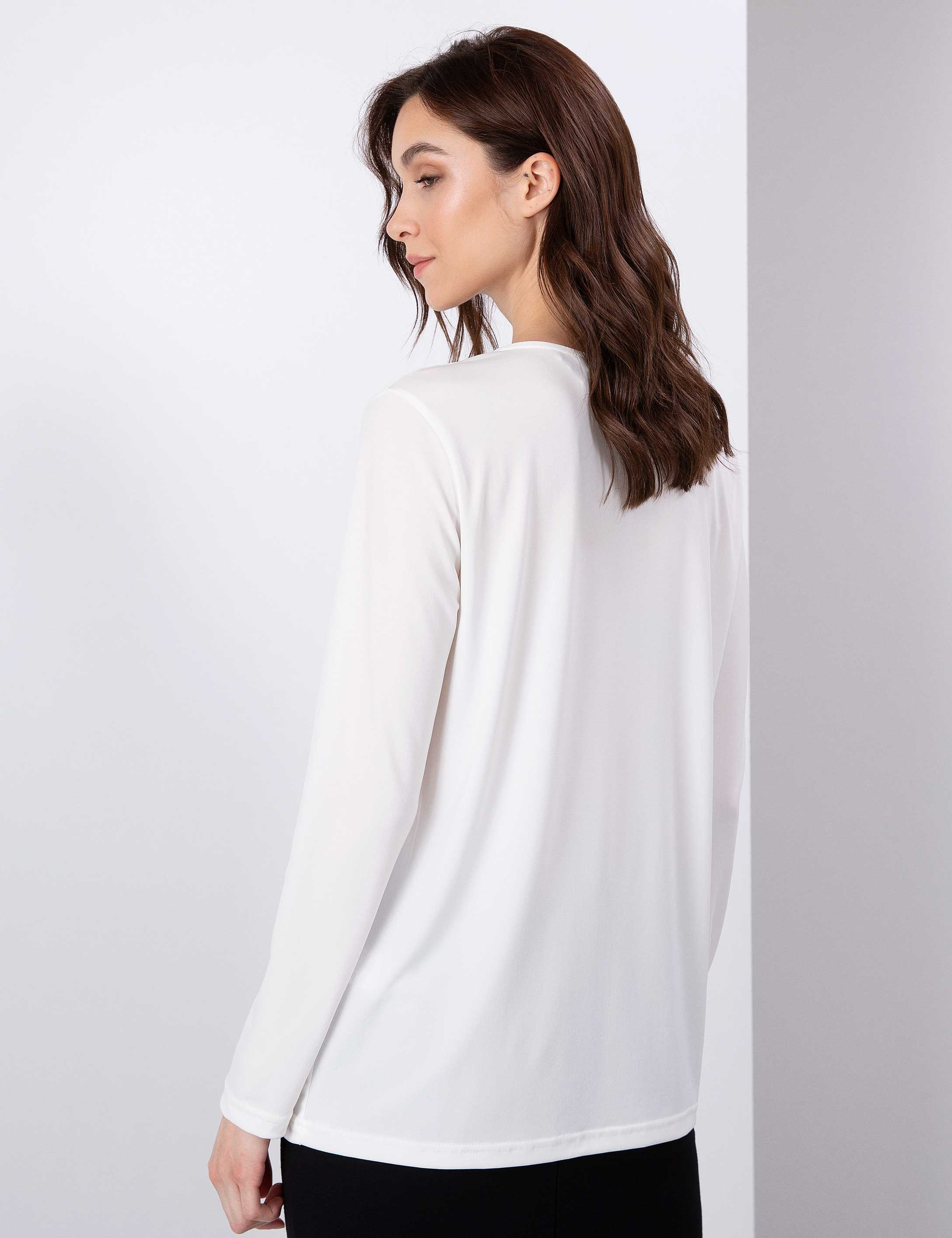 Ekru Slim Fit Bluz - Image 4