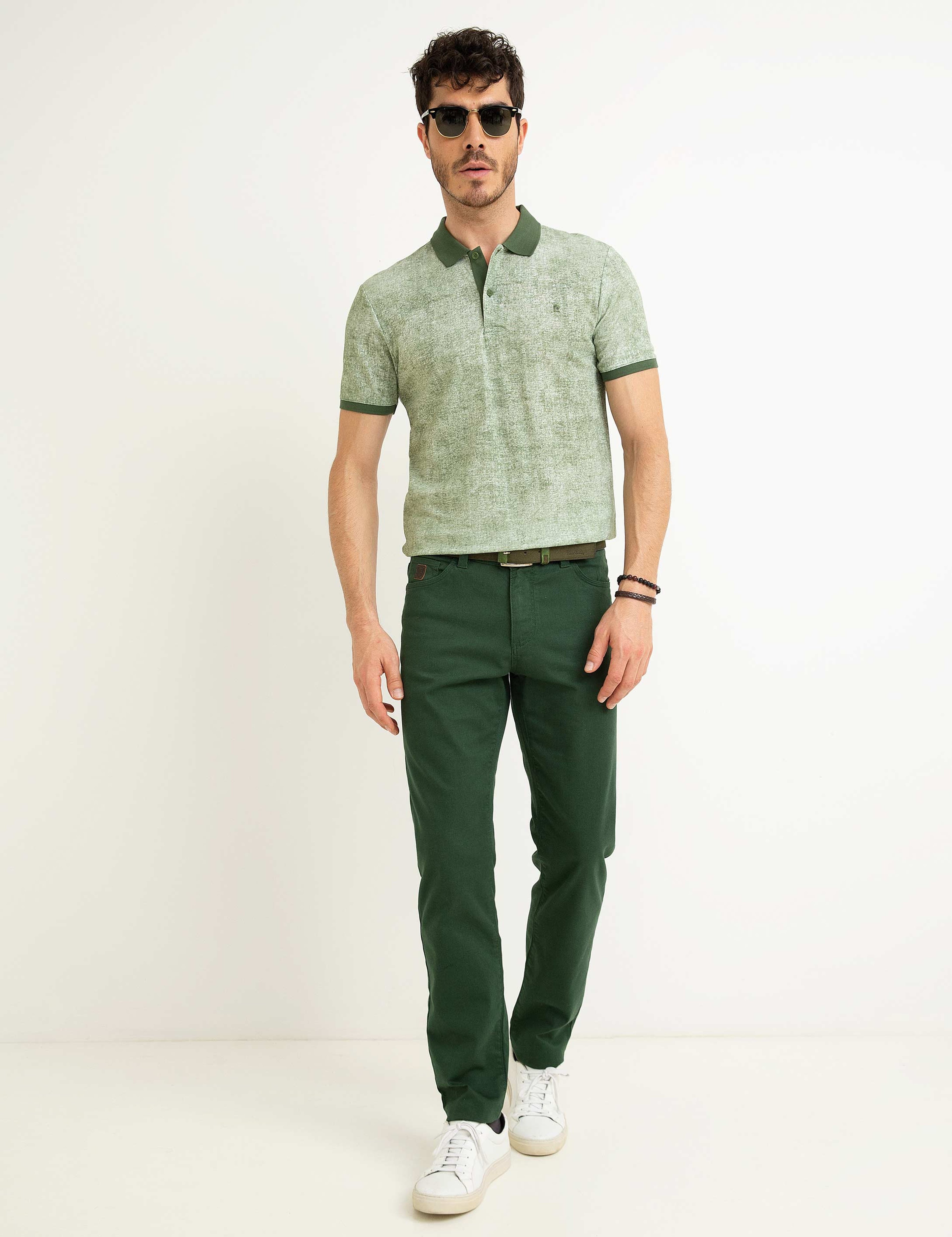 Yeşil Slim Fit Polo Yaka T-Shirt - Image 1