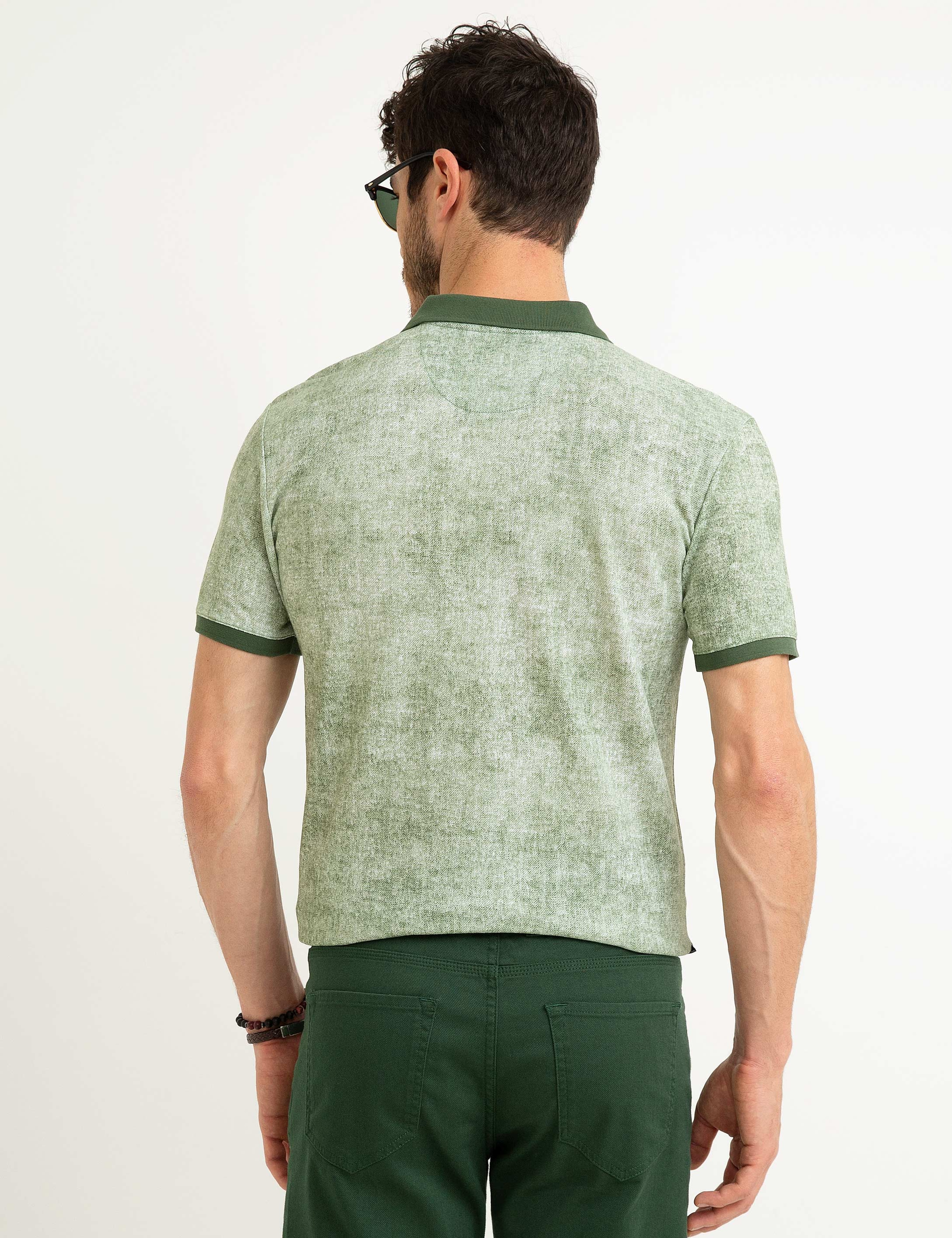 Yeşil Slim Fit Polo Yaka T-Shirt - Image 3
