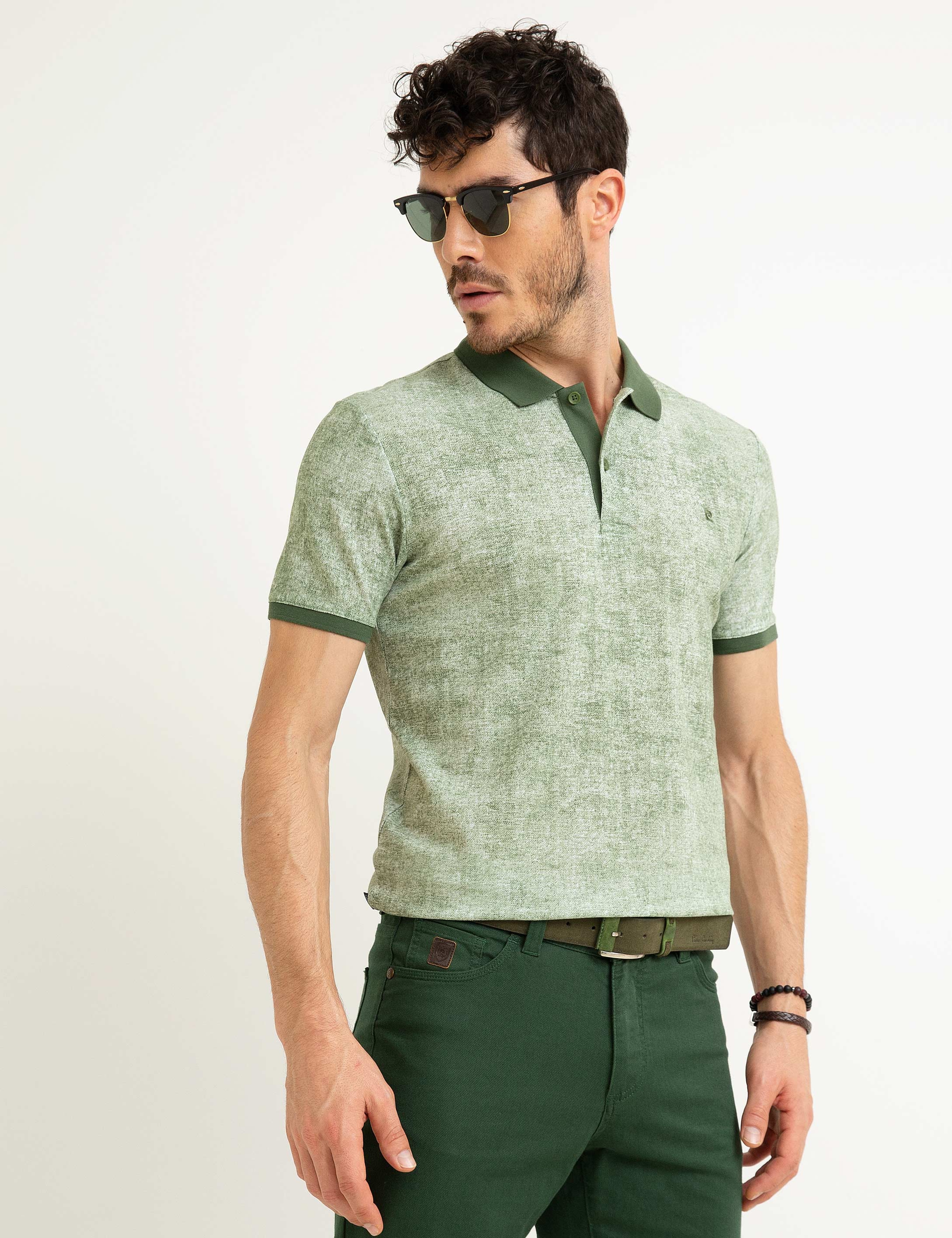 Yeşil Slim Fit Polo Yaka T-Shirt - Image 2