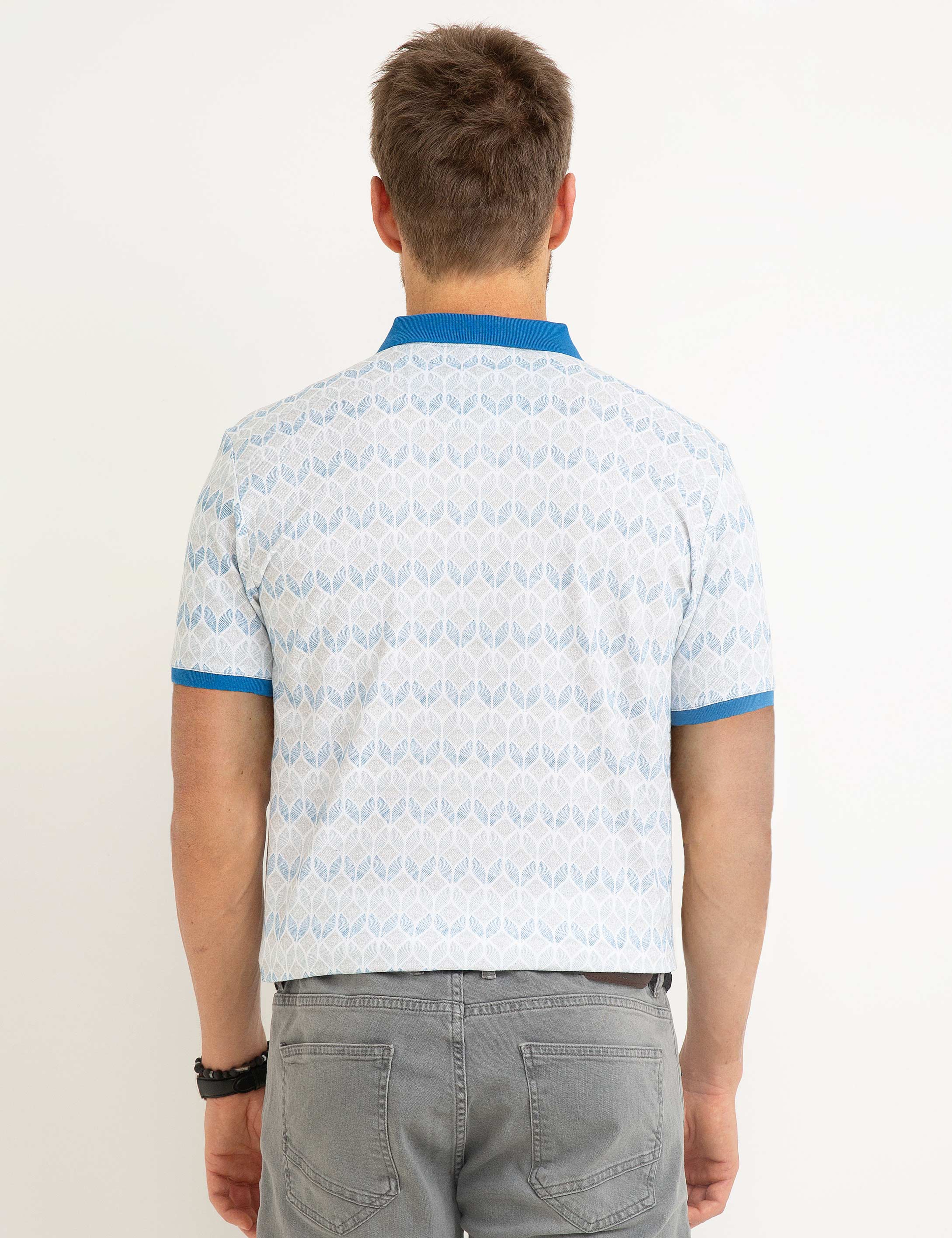 Açık Mavi Slim Fit Polo Yaka T-Shirt - Image 3