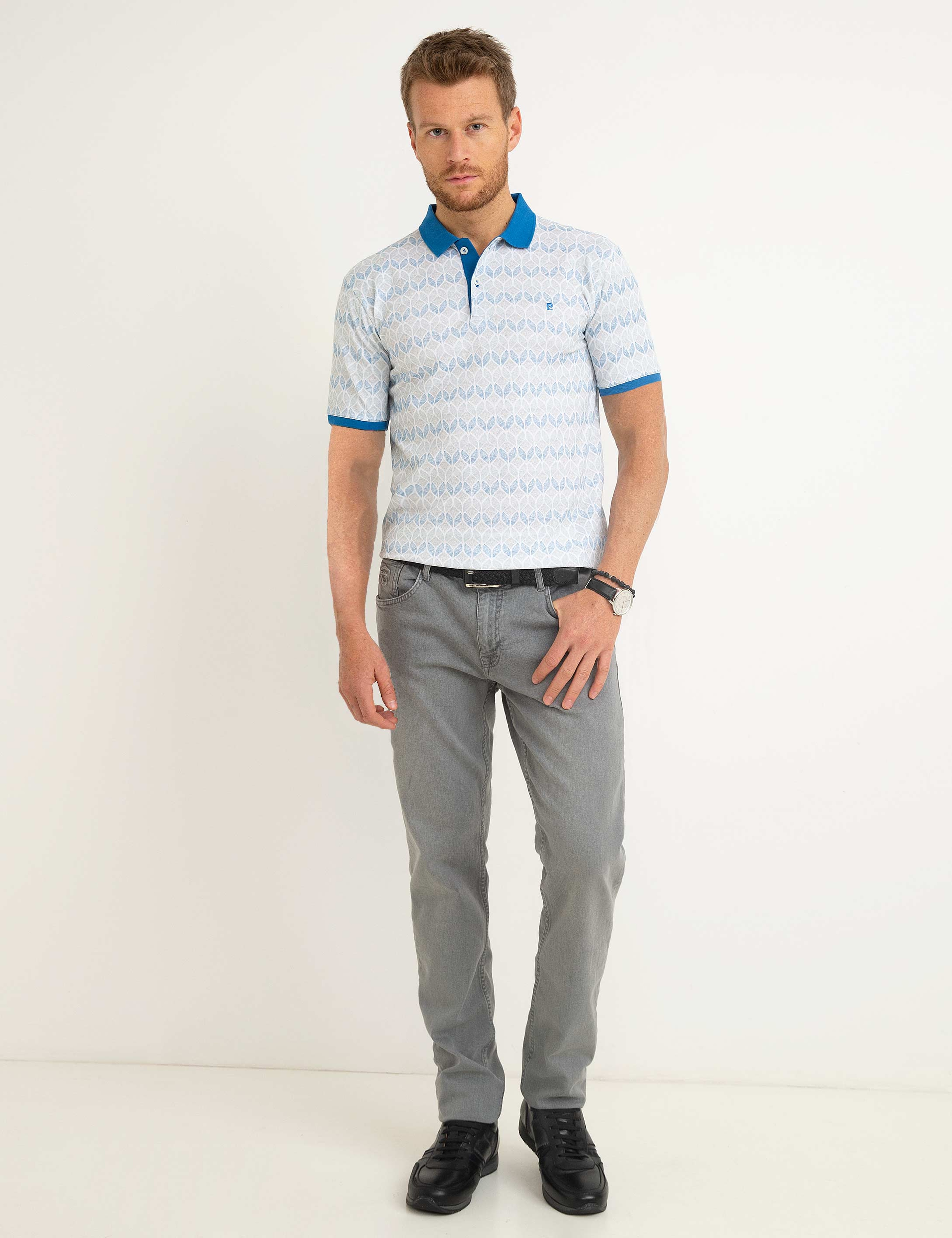 Açık Mavi Slim Fit Polo Yaka T-Shirt - Image 1
